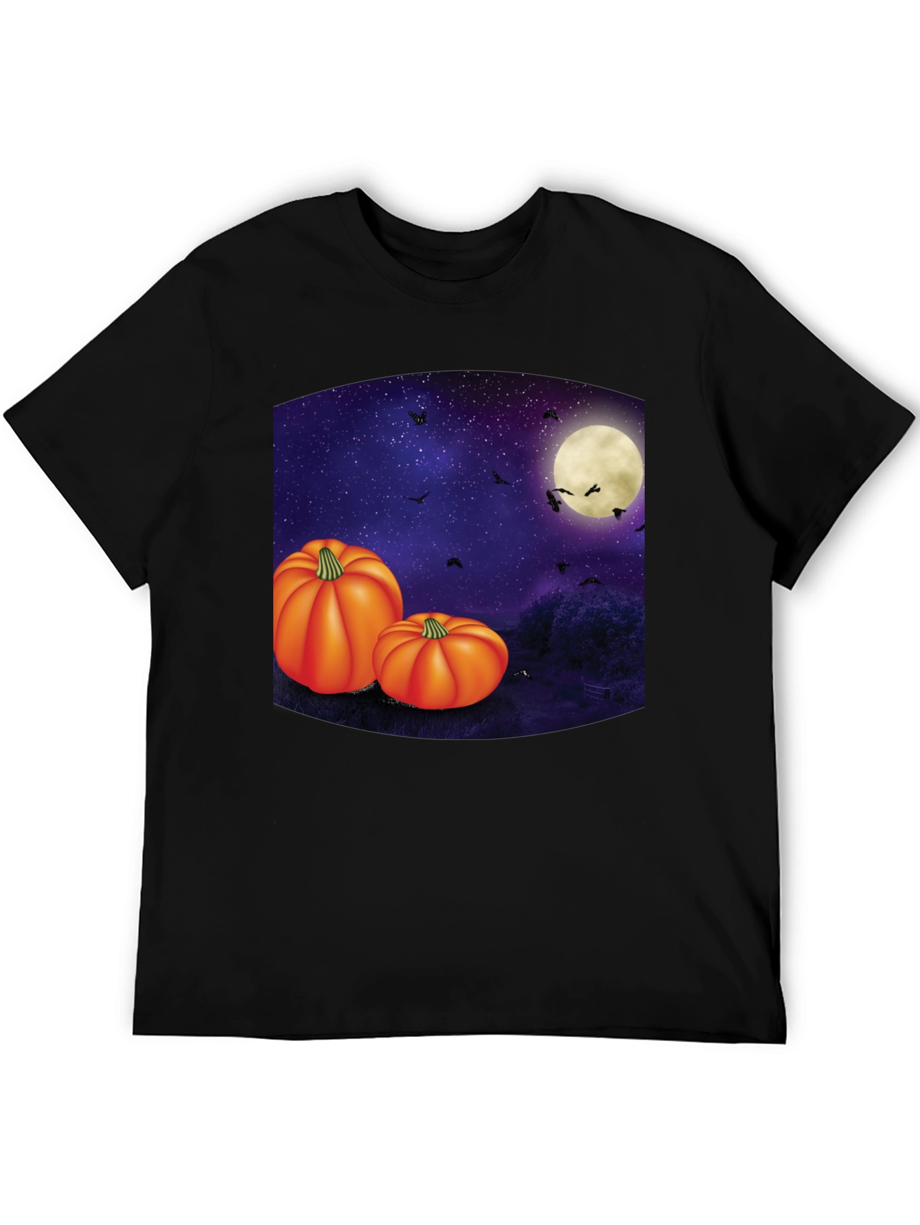 Halloween Pumpkin Moon Mens Black T-Shirt