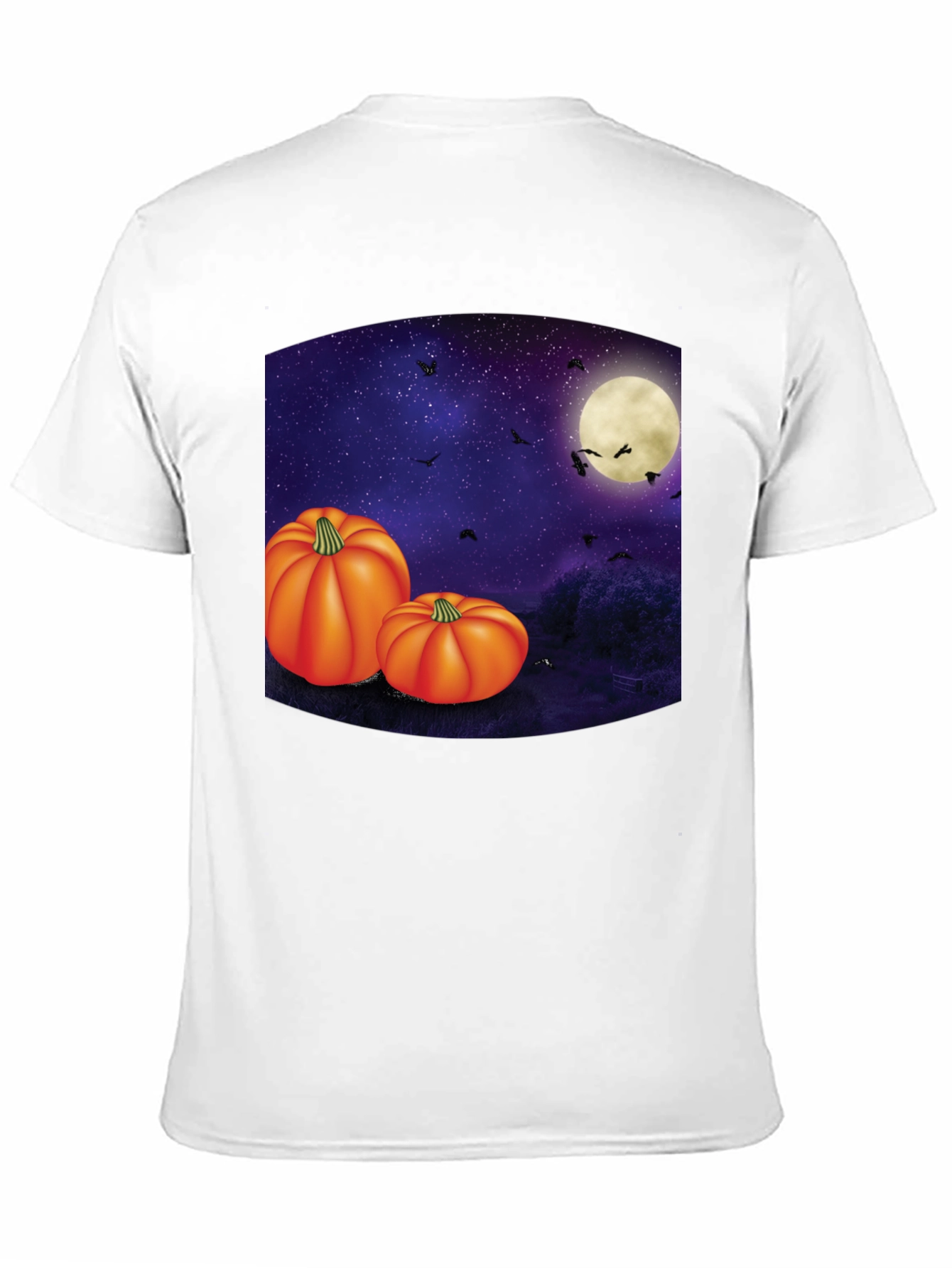 Halloween Pumpkin Moon Mens Black T-Shirt