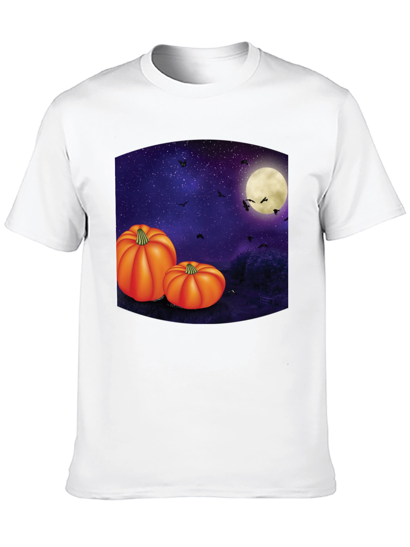 Halloween Pumpkin Moon Mens Black T-Shirt