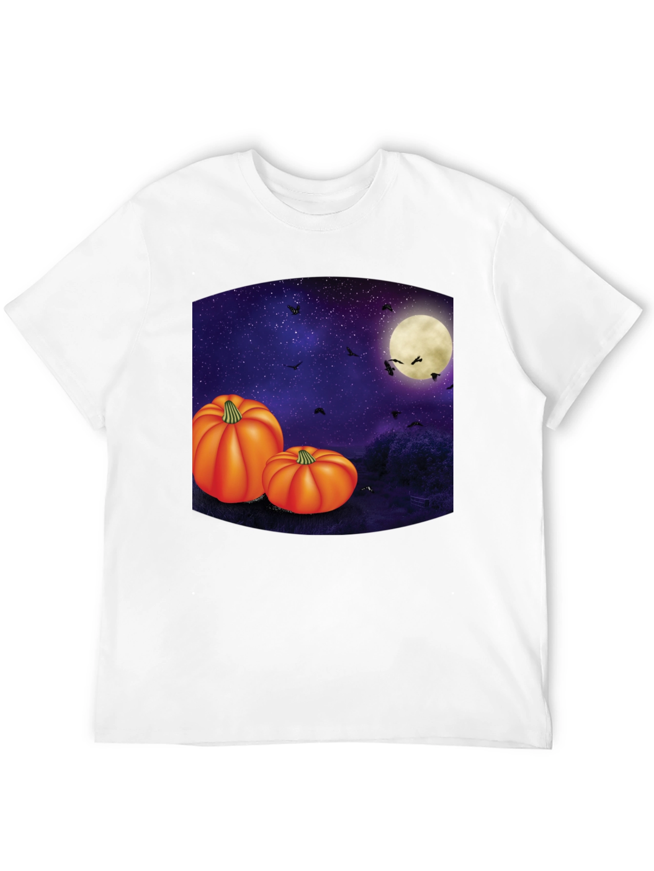 Halloween Pumpkin Moon Mens Black T-Shirt