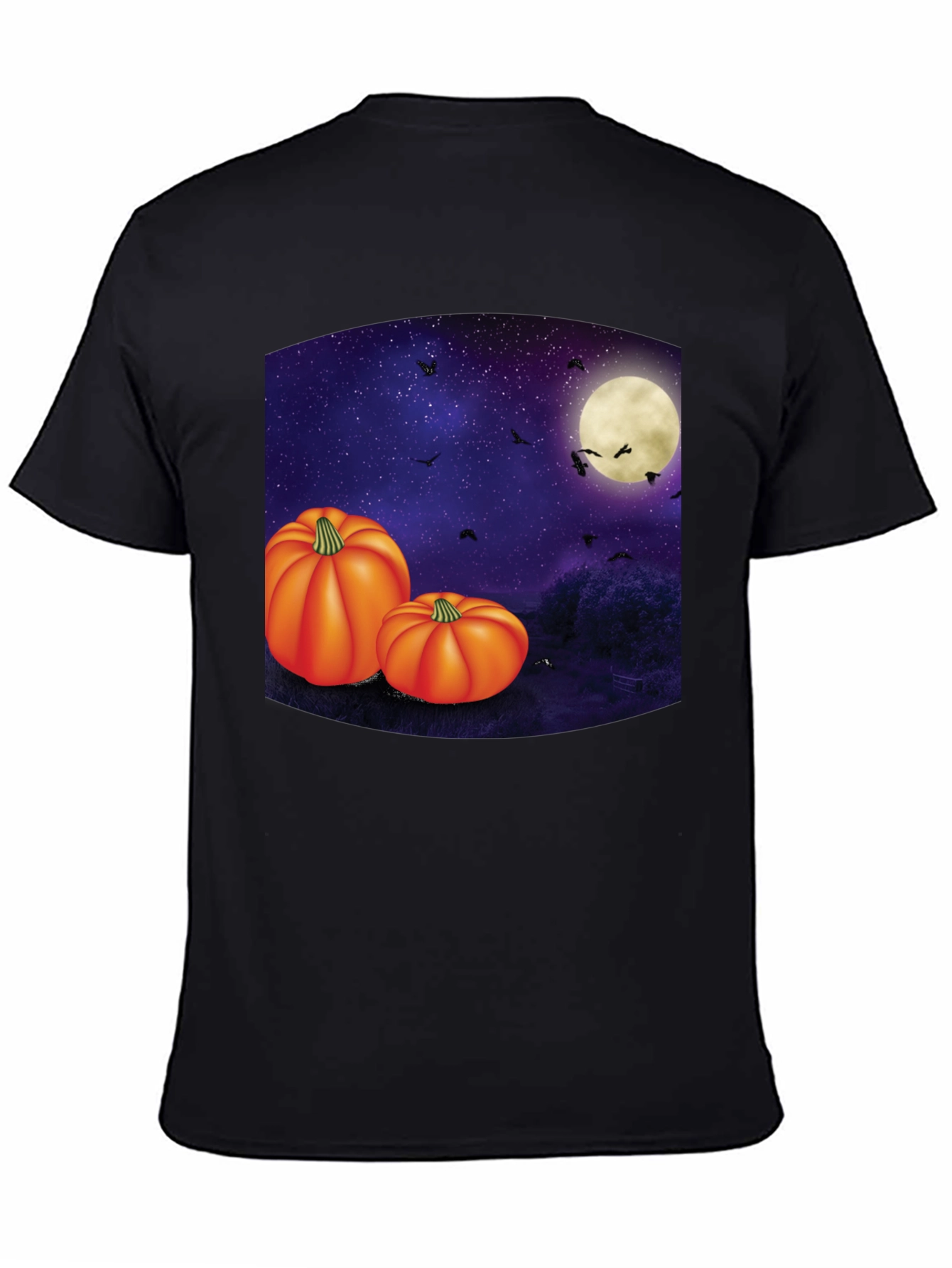 Halloween Pumpkin Moon Mens Black T-Shirt