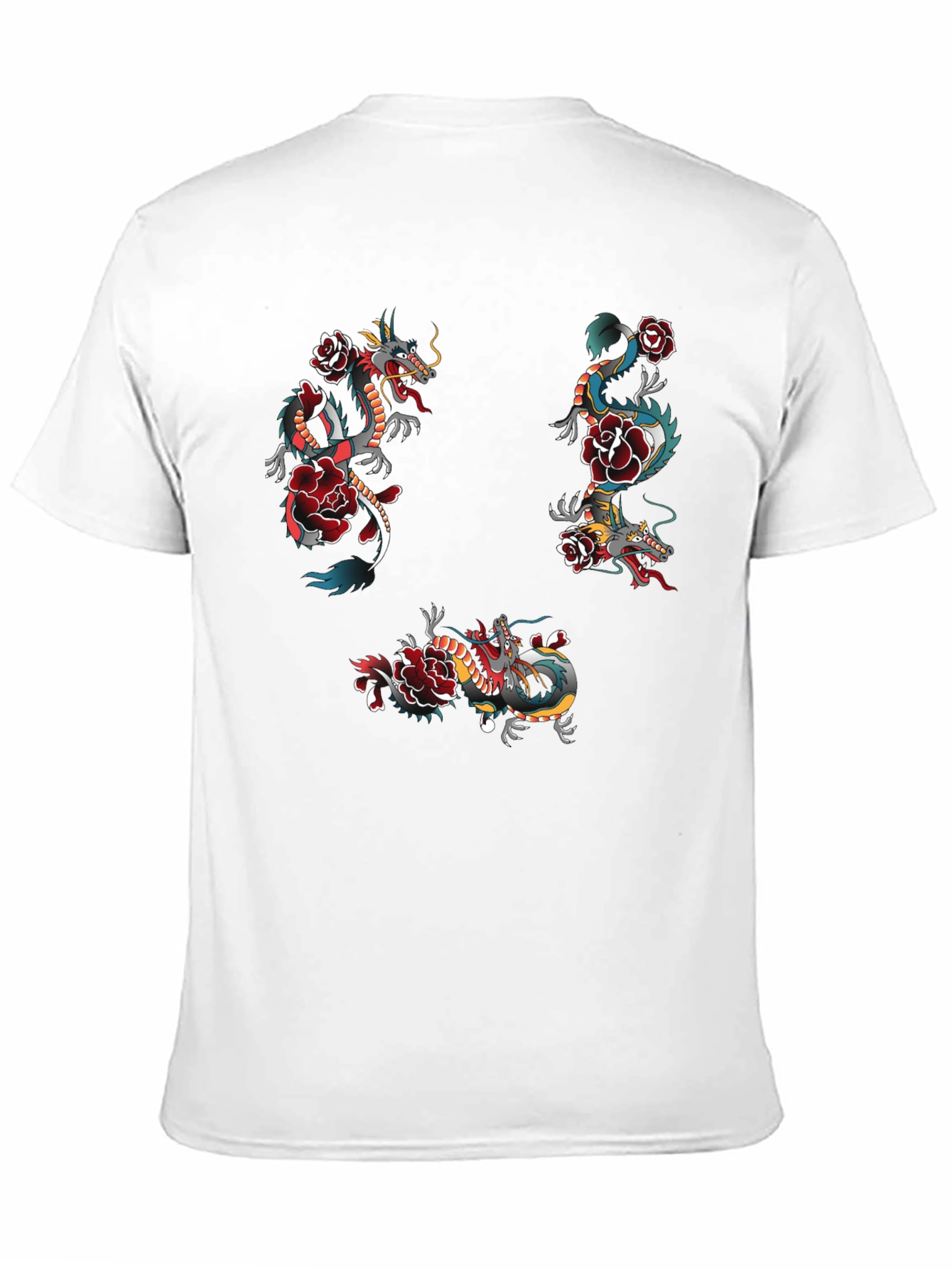 Dragon & Rose Graphic Print Black T-Shirt