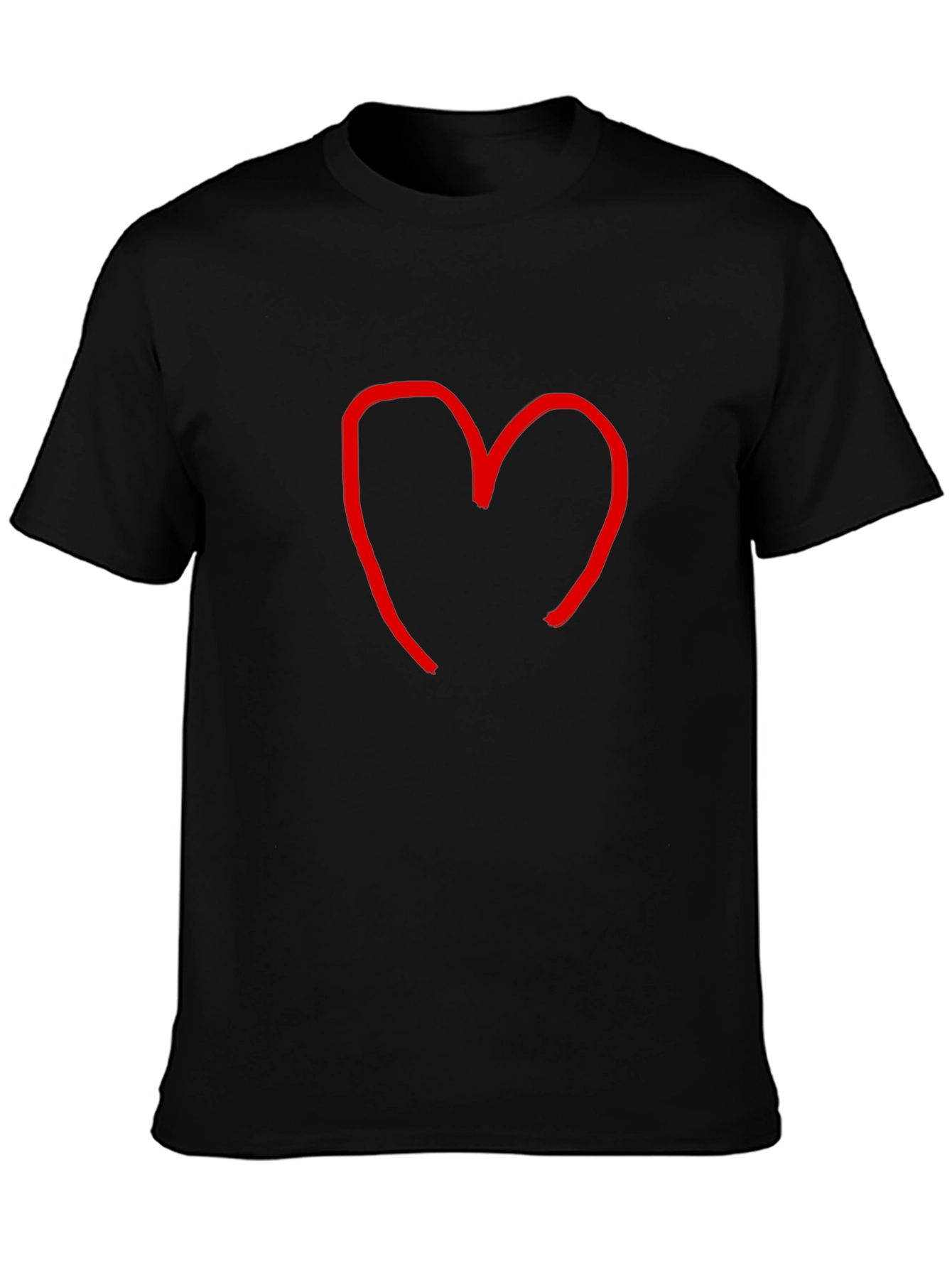 Heart Sketch Tee - Casual Black Cotton T-Shirt