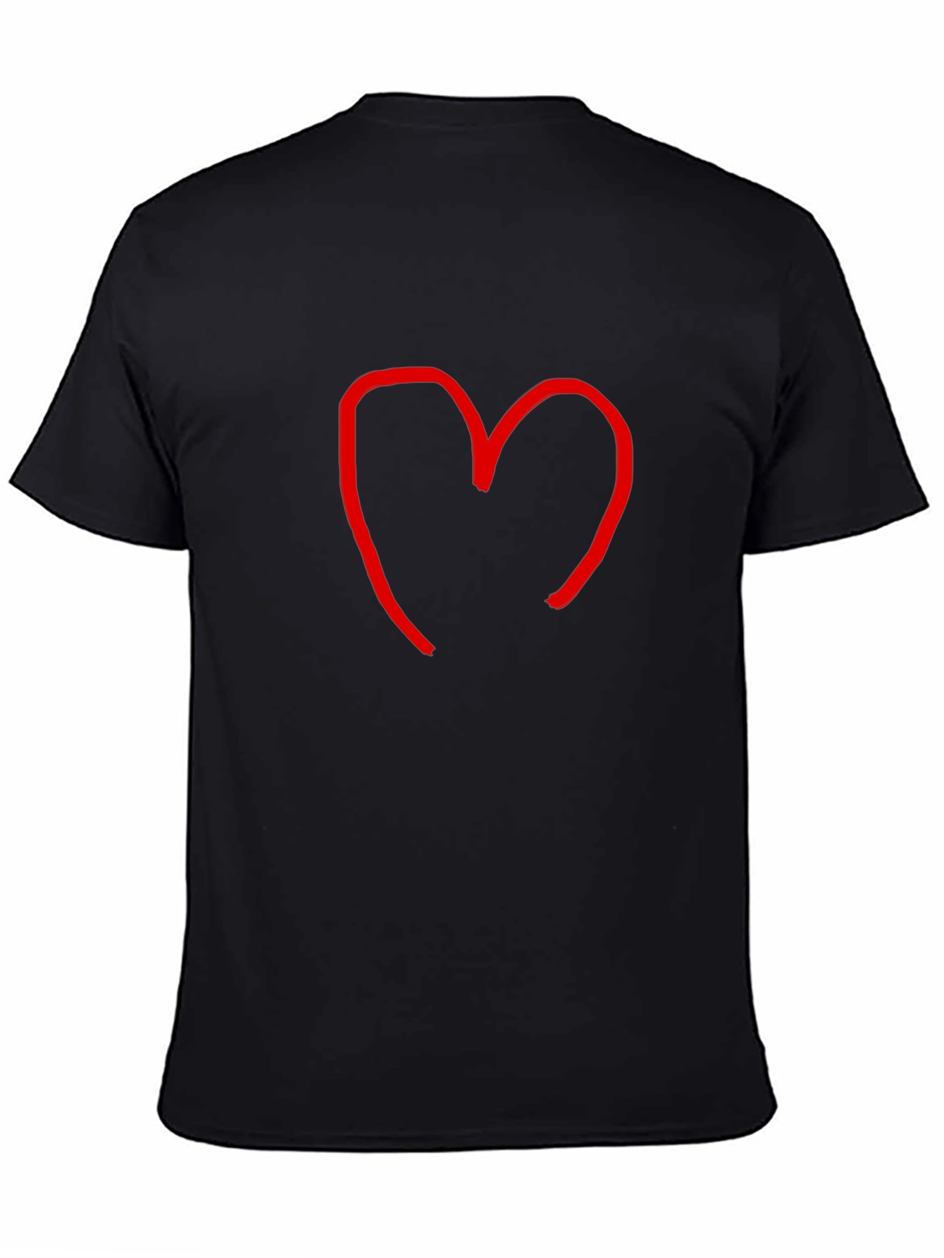 Heart Sketch Tee - Casual Black Cotton T-Shirt