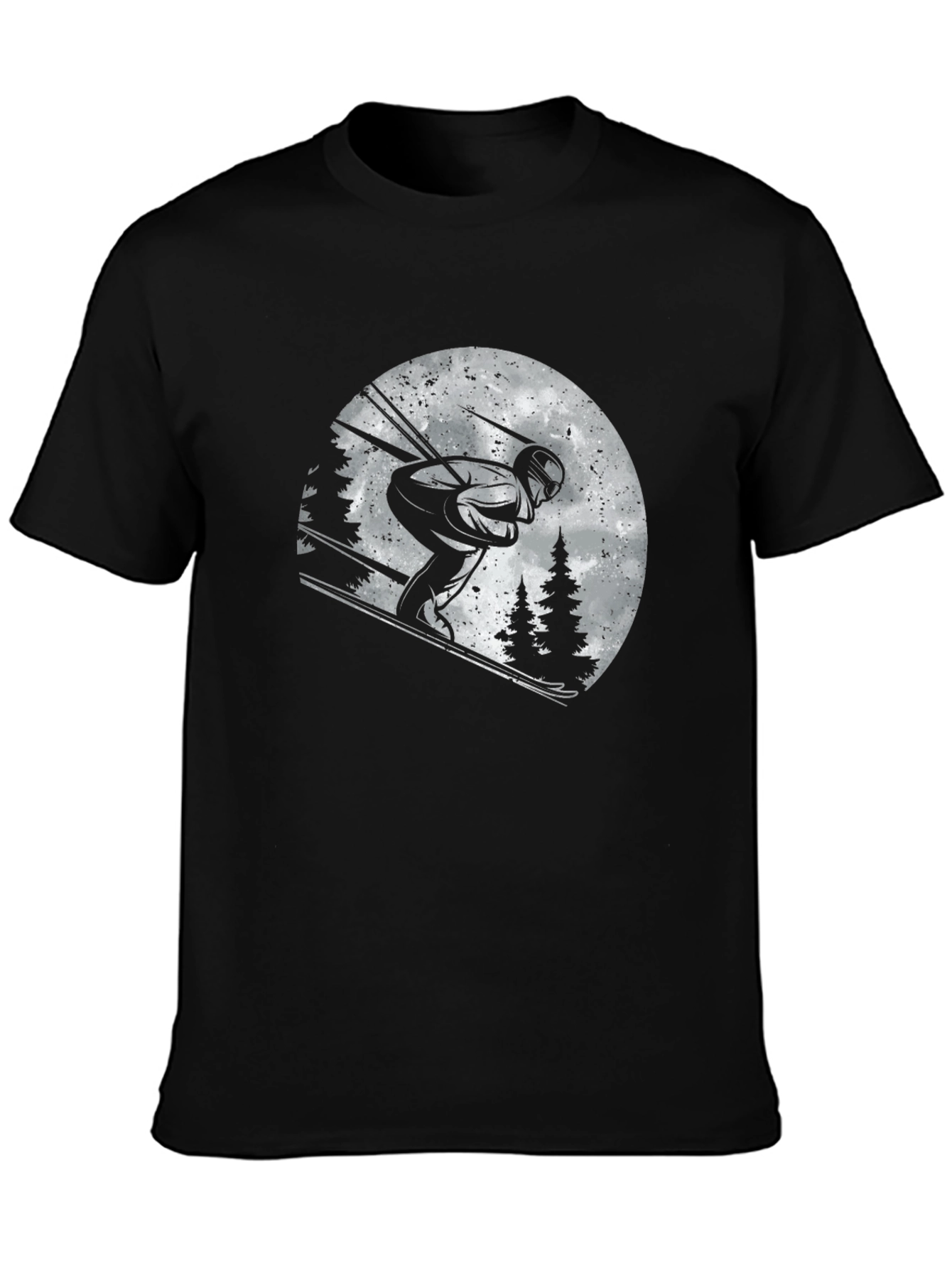 Skiing Graphic T-Shirt - Black Cotton Tee