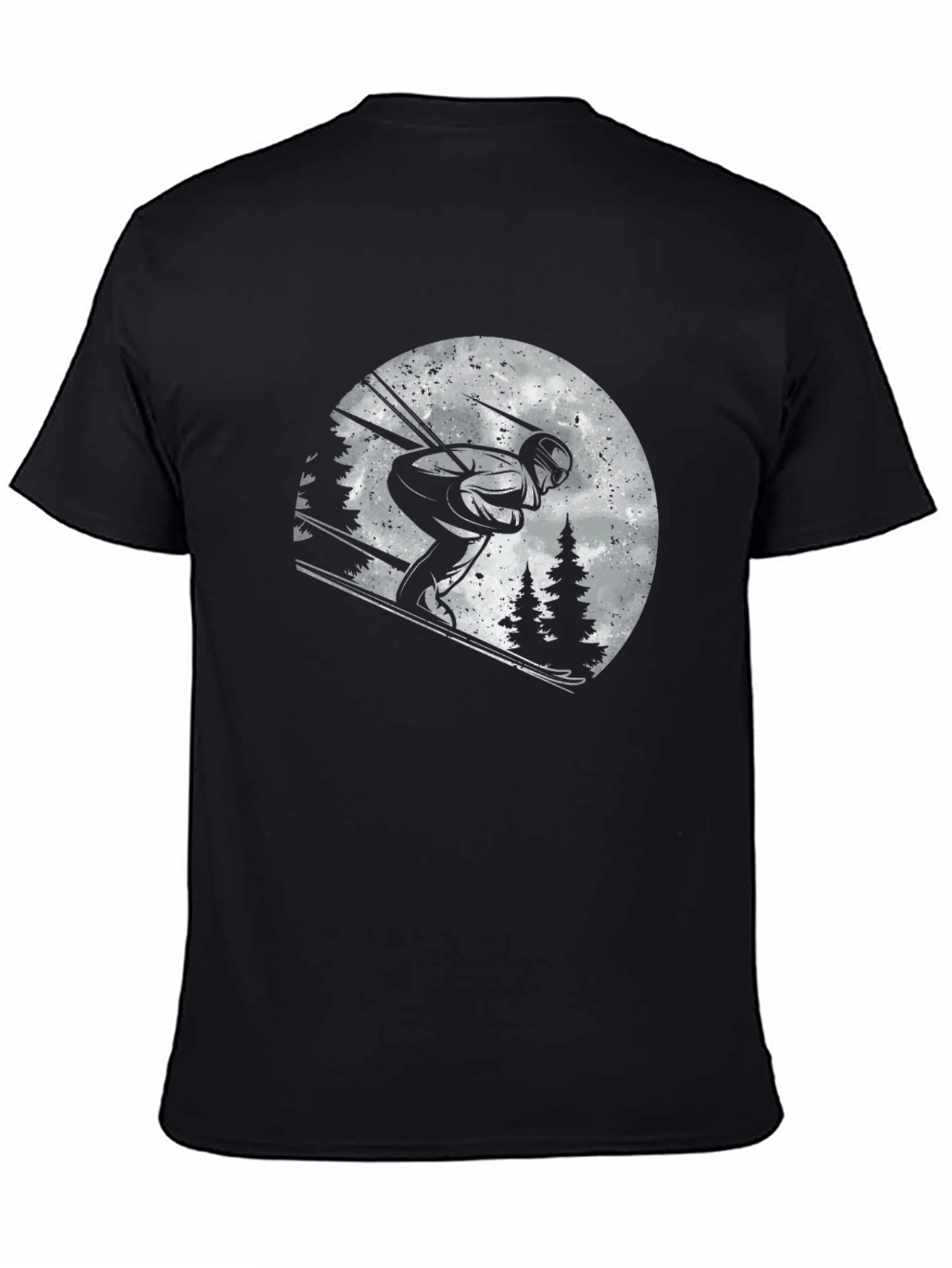 Skiing Graphic T-Shirt - Black Cotton Tee
