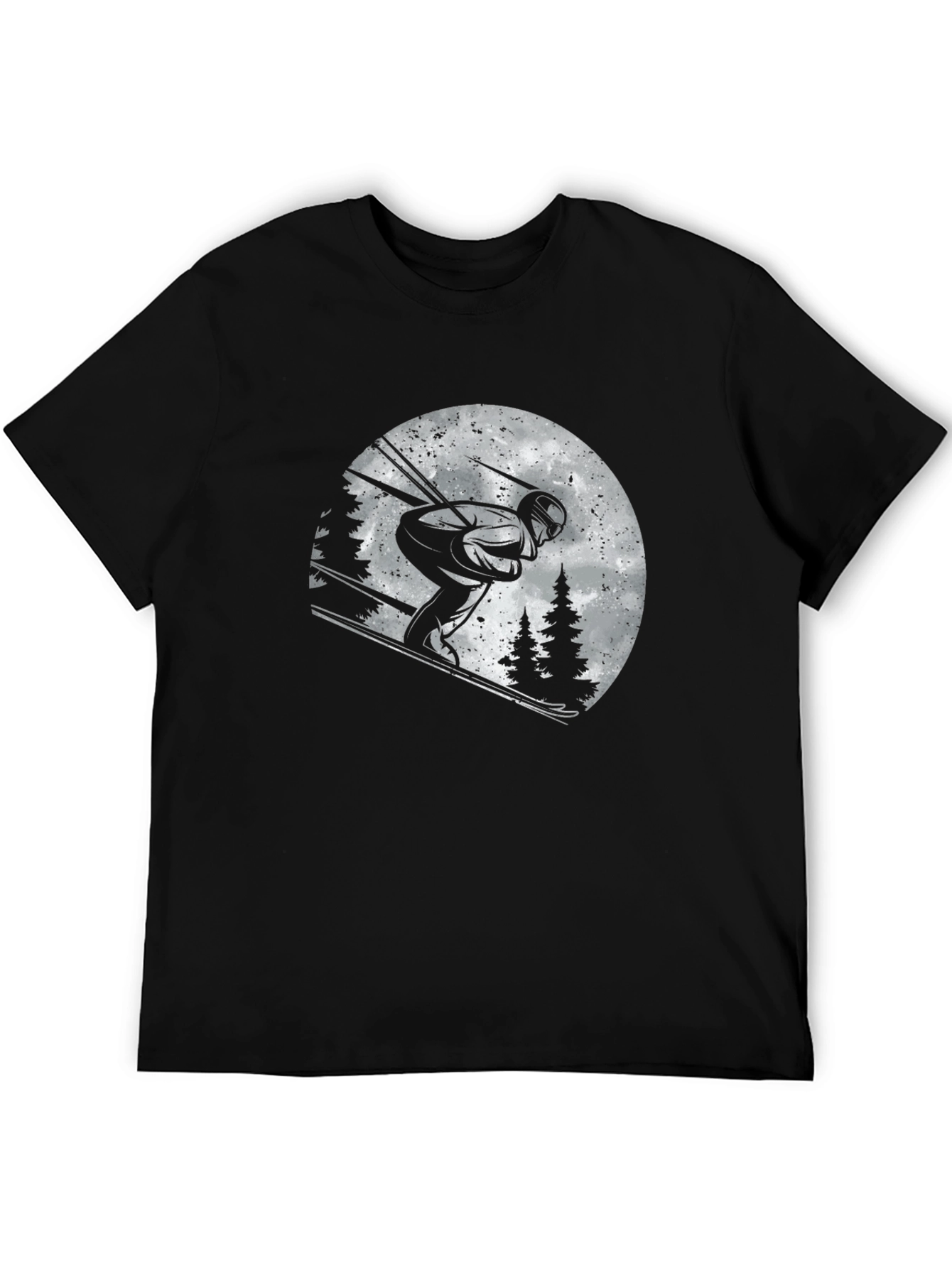 Skiing Graphic T-Shirt - Black Cotton Tee