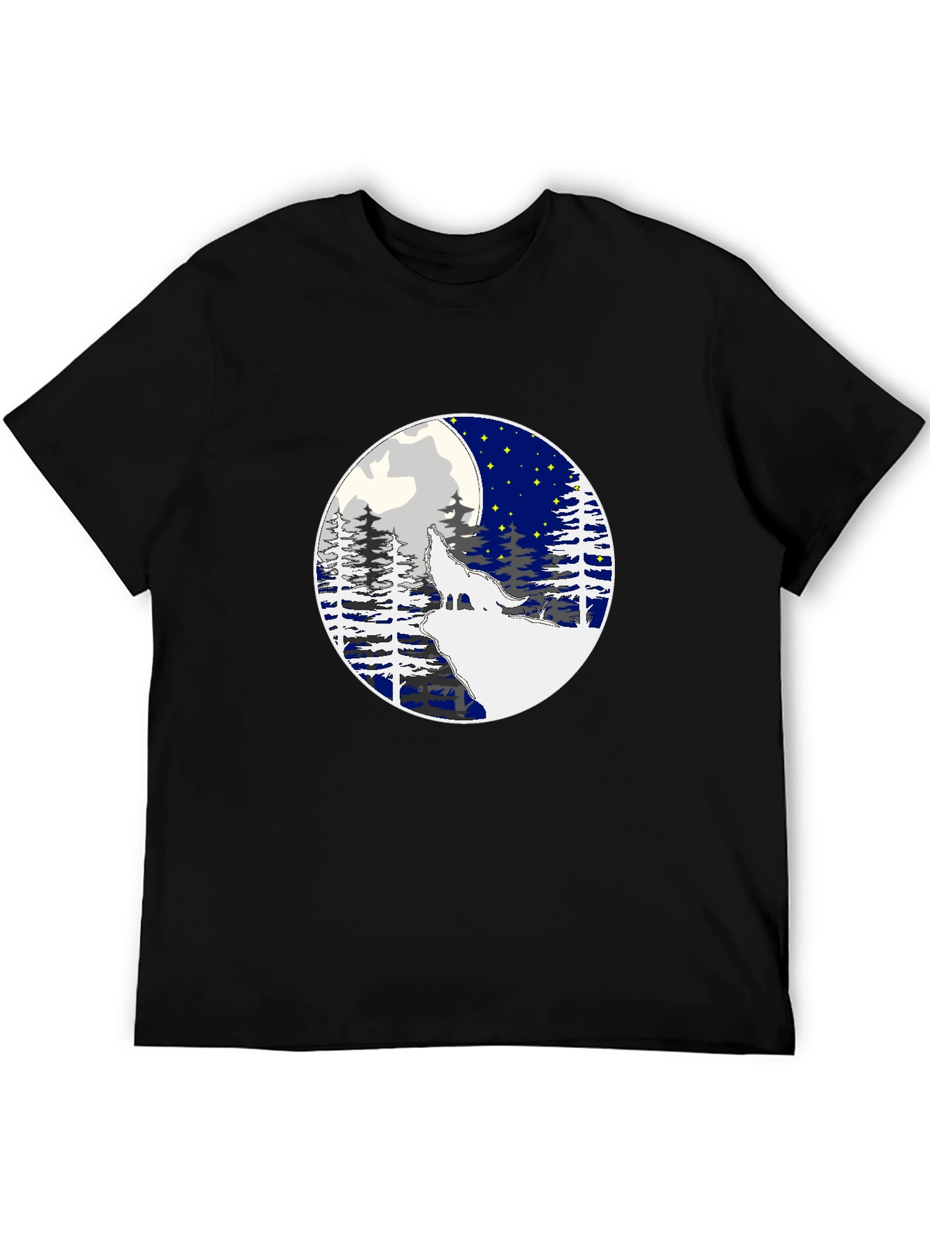 Wolf Howling Moon Graphic Tee - Stylish Black T-Shirt