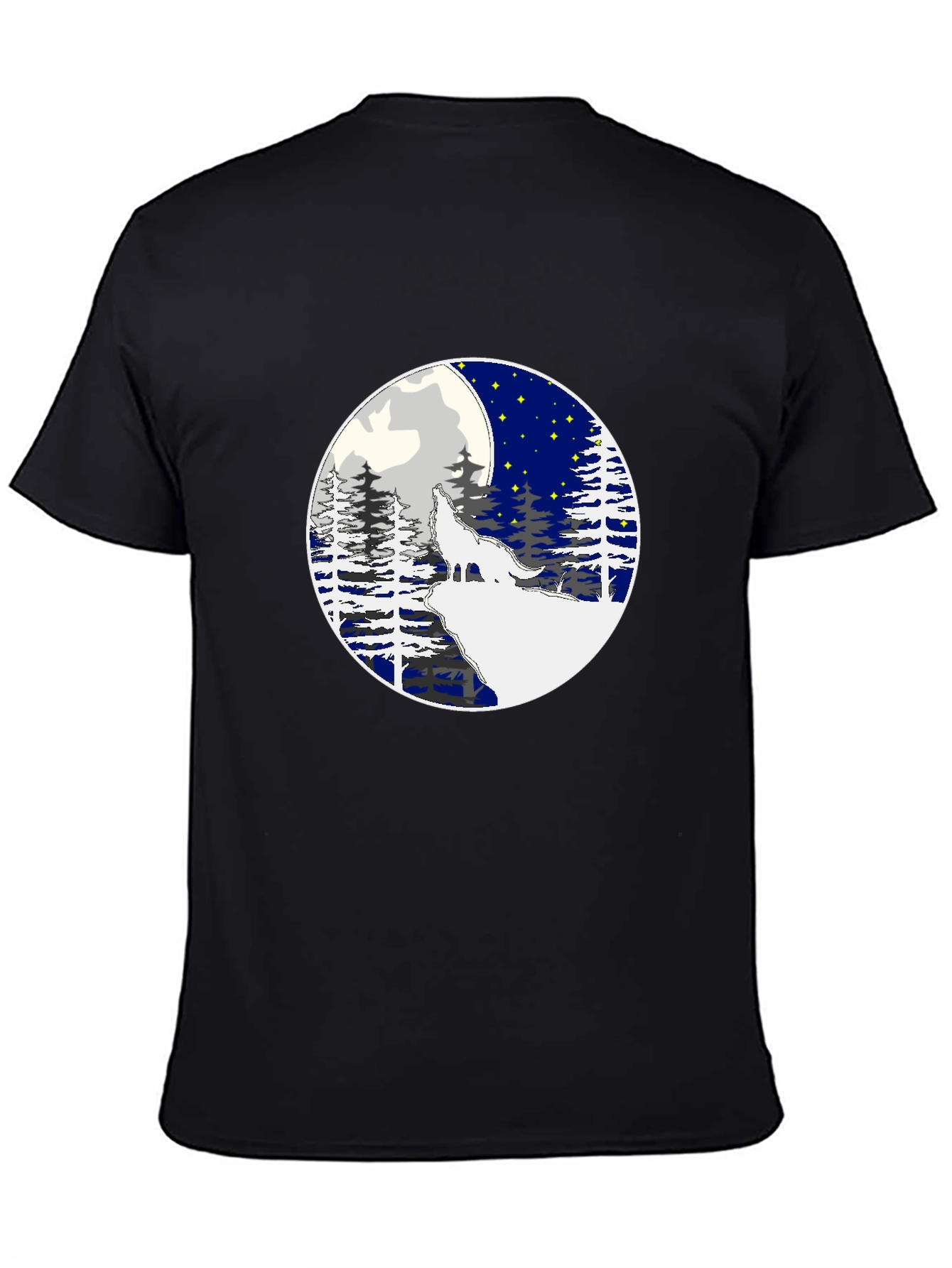 Wolf Howling Moon Graphic Tee - Stylish Black T-Shirt