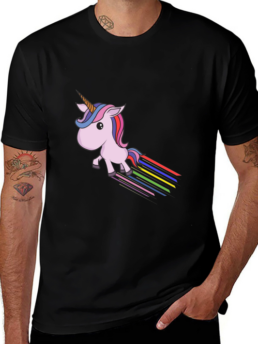 Rainbow Unicorn Graphic Tee - Black Cotton Blend