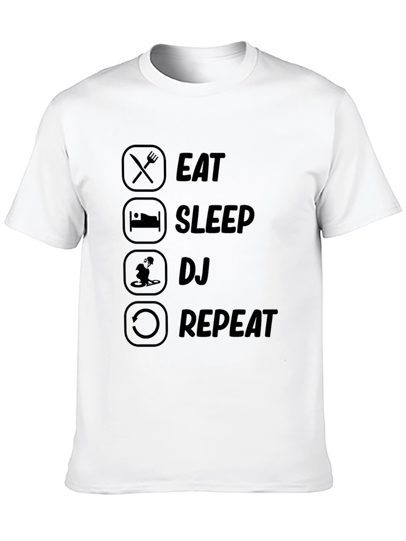 Eat Sleep DJ Repeat Black Graphic T-Shirt