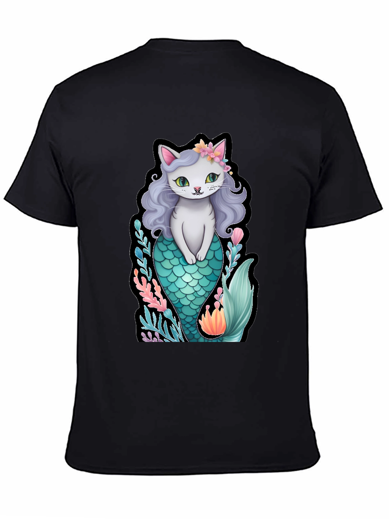Cat Mermaid Graphic T-Shirt - Unique Novelty Tee