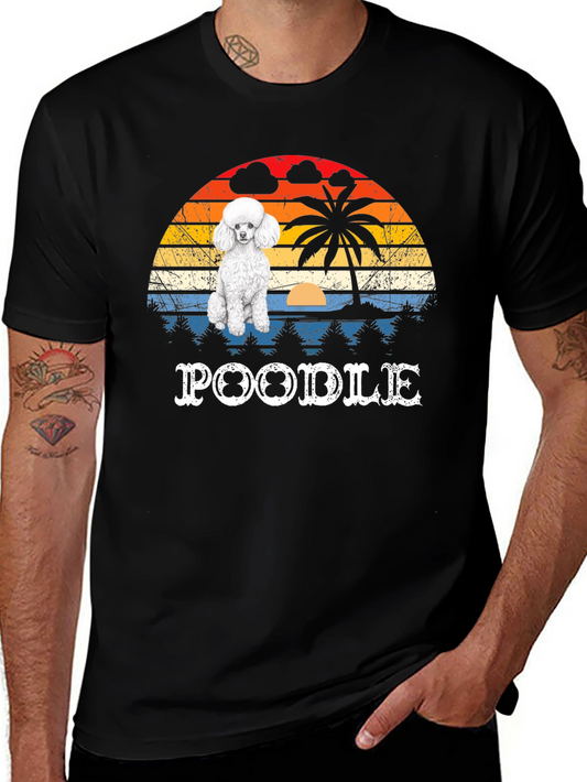Retro Poodle Sunset Graphic Tee