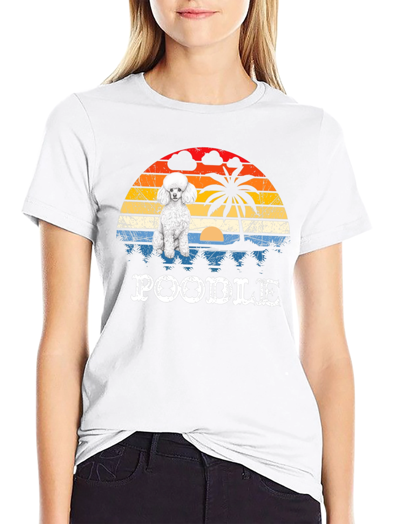 Retro Poodle Sunset Graphic Tee
