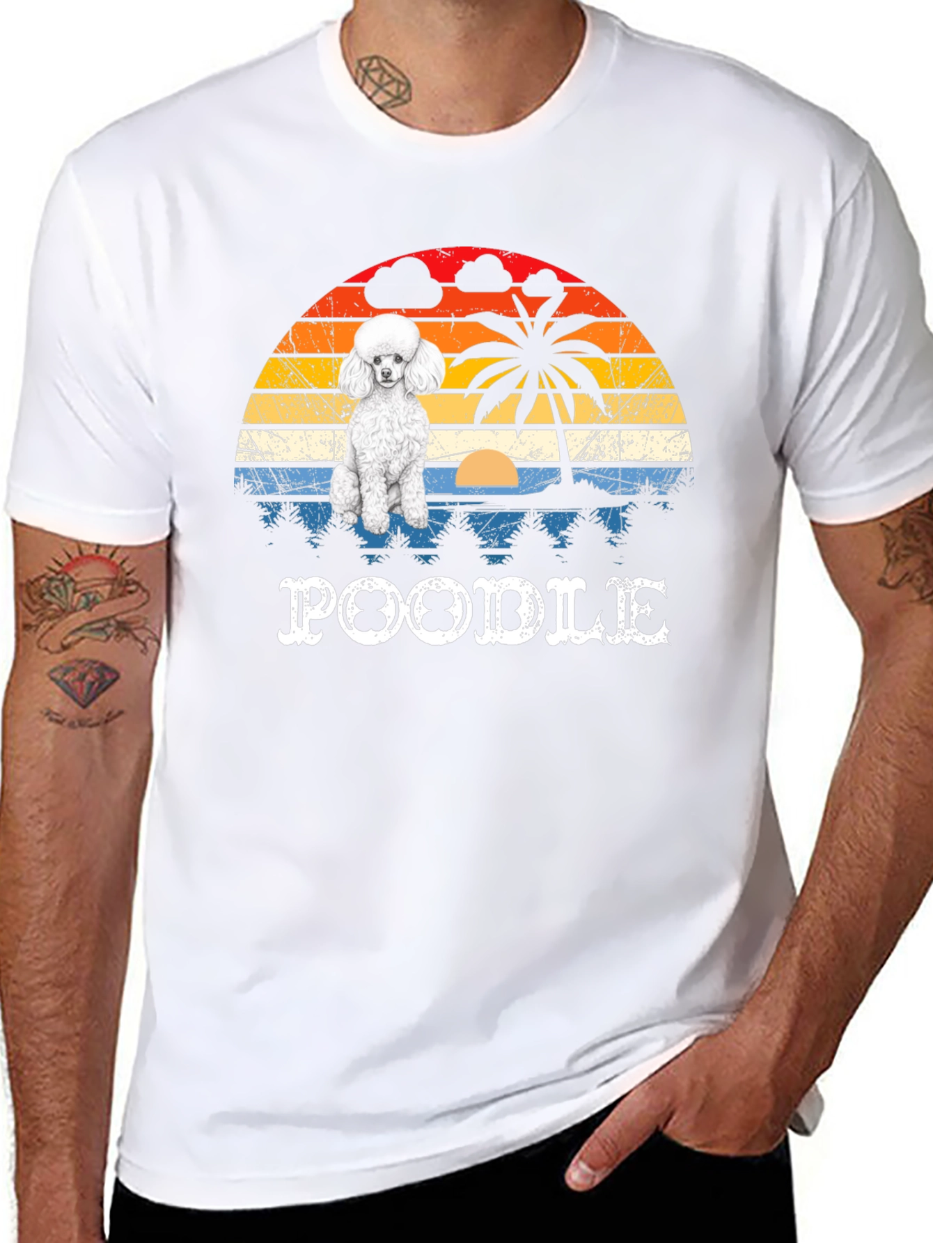 Retro Poodle Sunset Graphic Tee