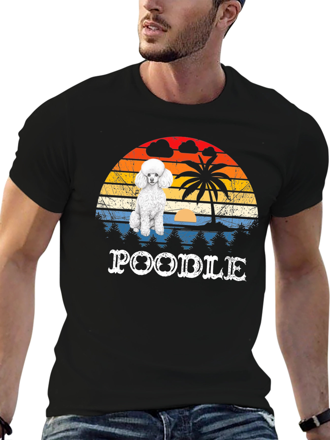 Retro Poodle Sunset Graphic Tee