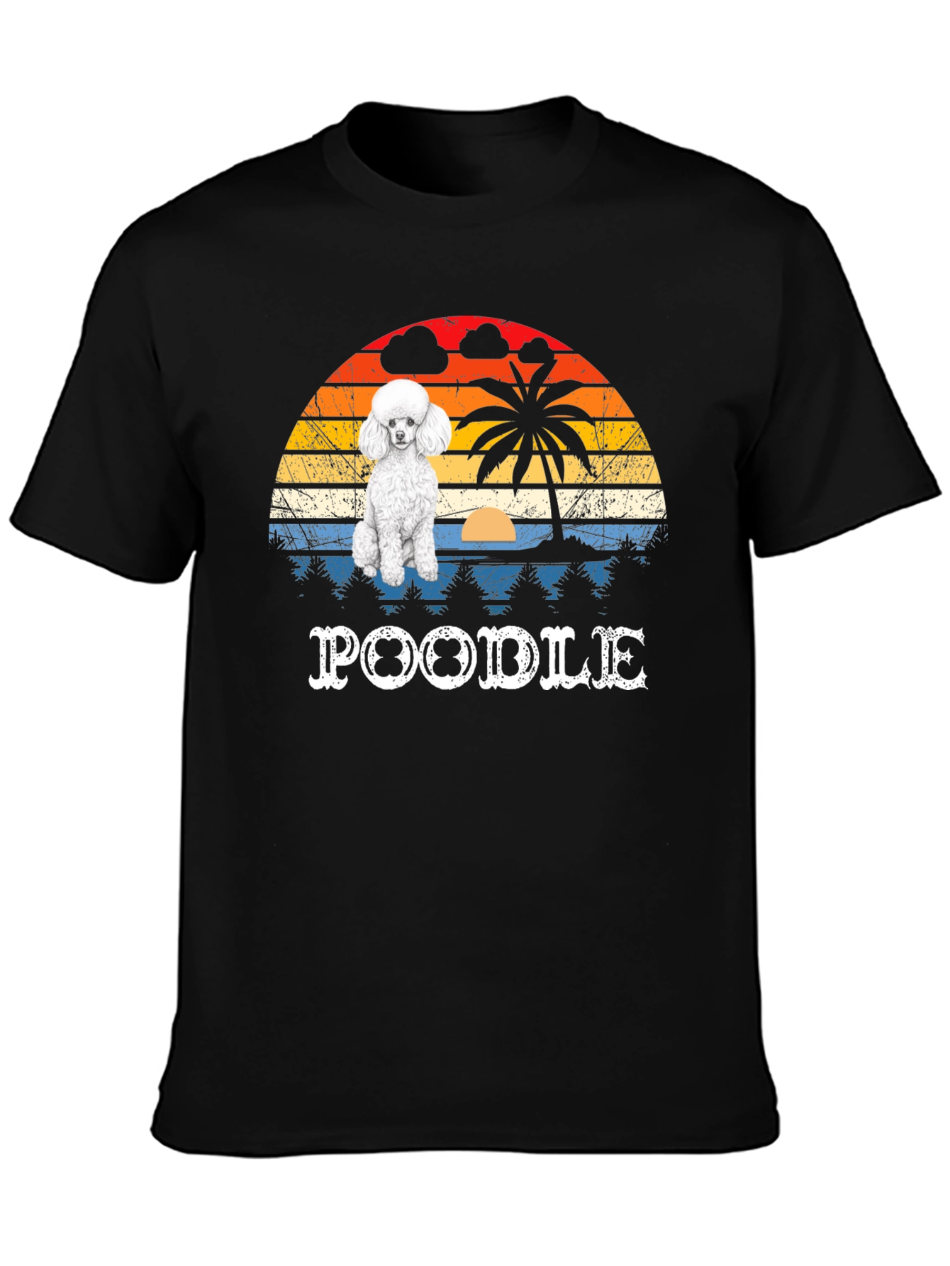 Retro Poodle Sunset Graphic Tee