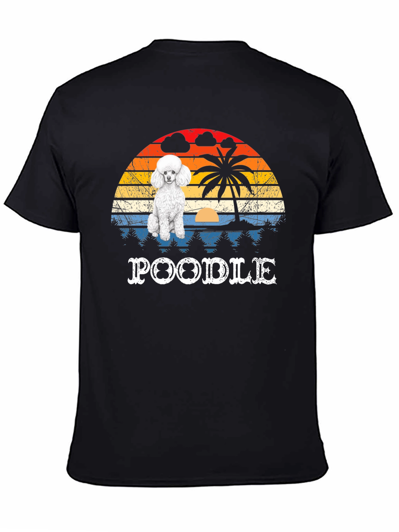 Retro Poodle Sunset Graphic Tee