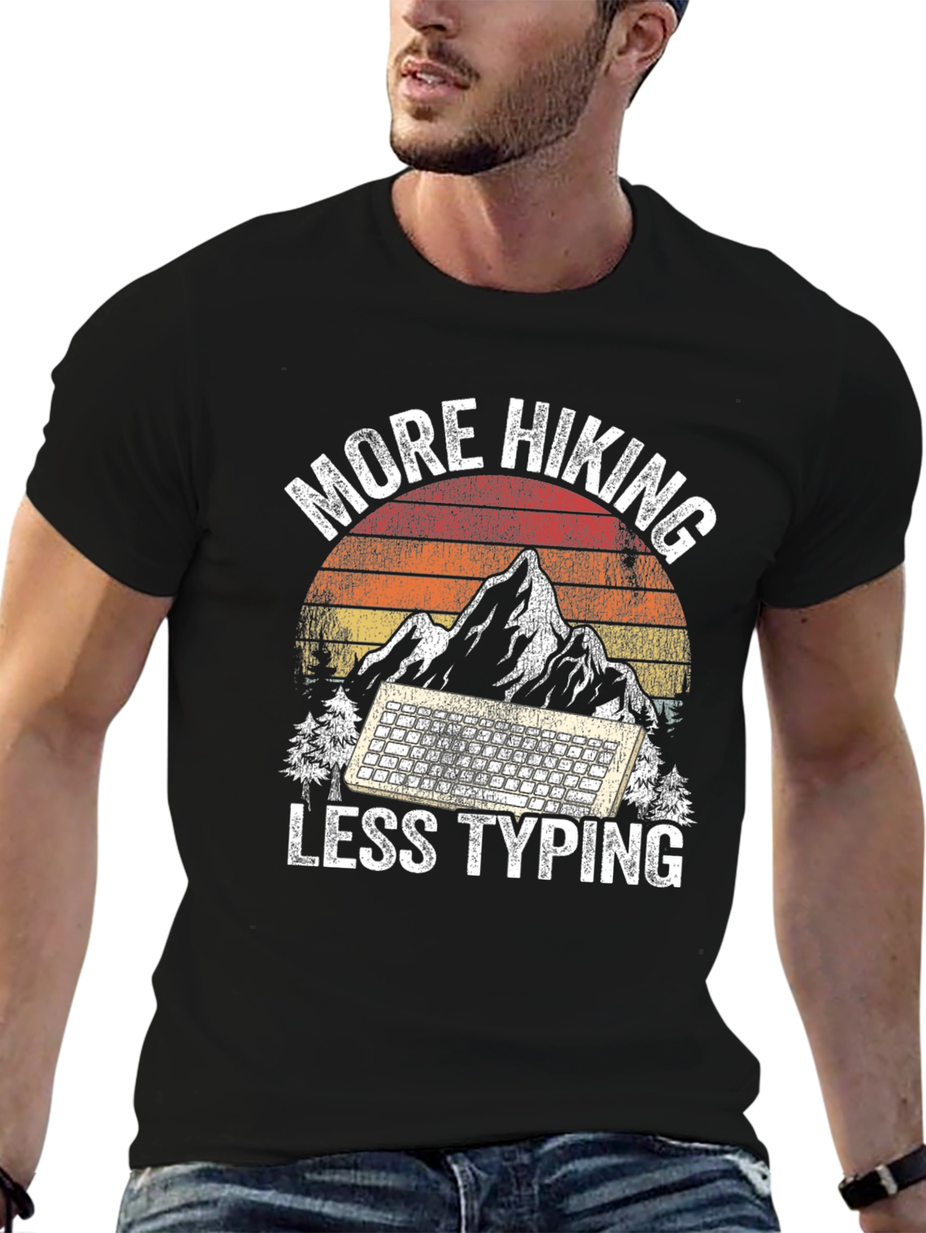 More Hiking Less Typing Graphic Tee