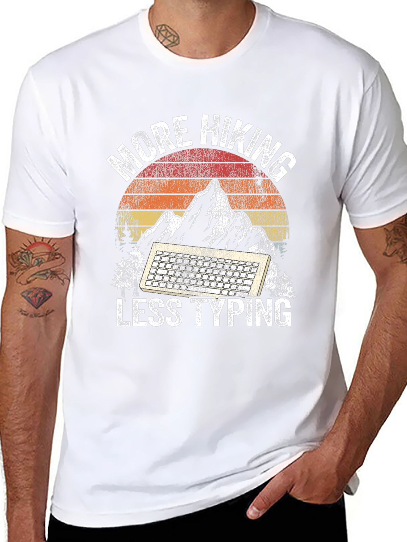 More Hiking Less Typing Graphic Tee