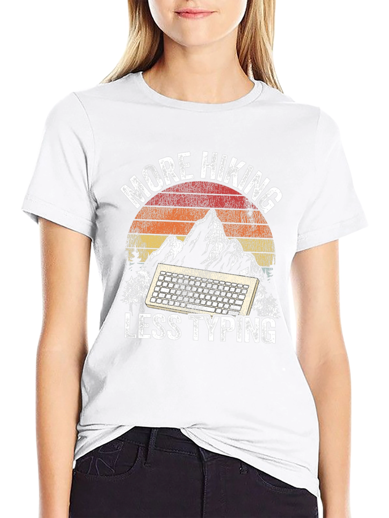 More Hiking Less Typing Graphic Tee