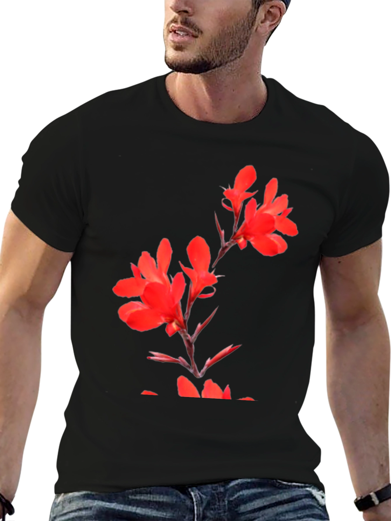 Floral Print Black T-Shirt