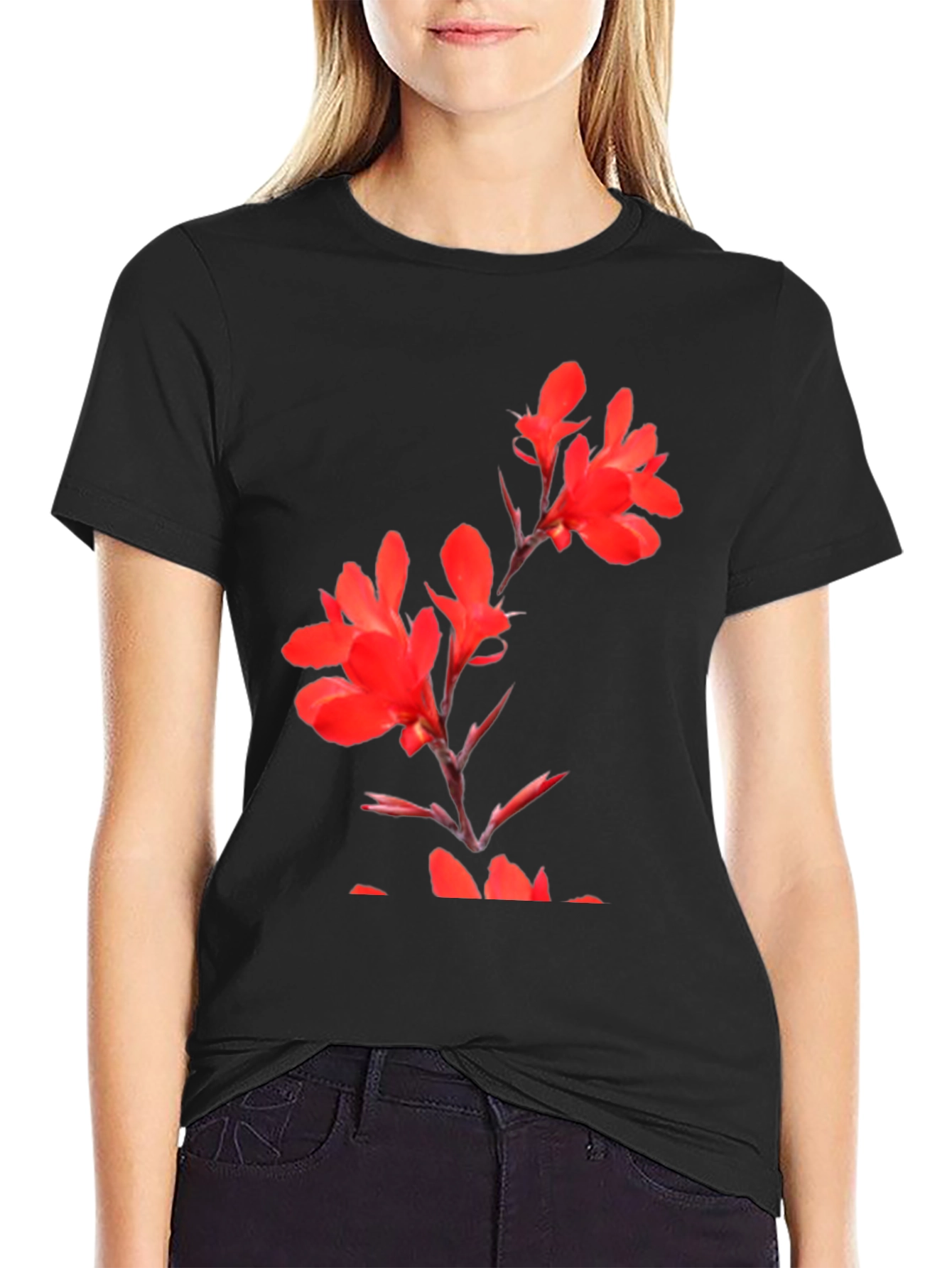 Floral Print Black T-Shirt