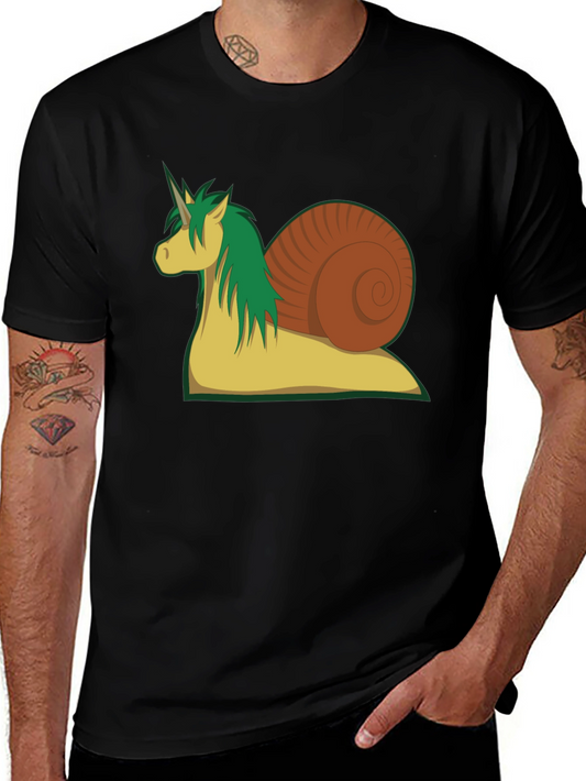 Unicorn Snail Graphic Tee - Black Cotton T-Shirt