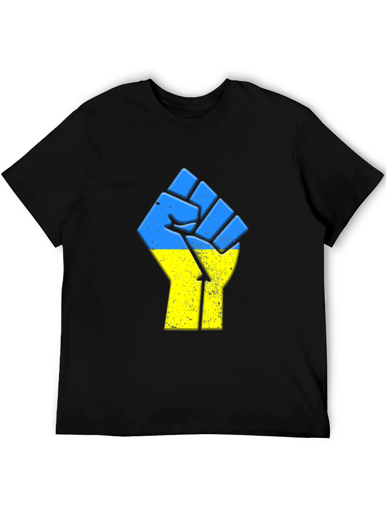 Ukraine Flag Fist Black T-Shirt Support Freedom