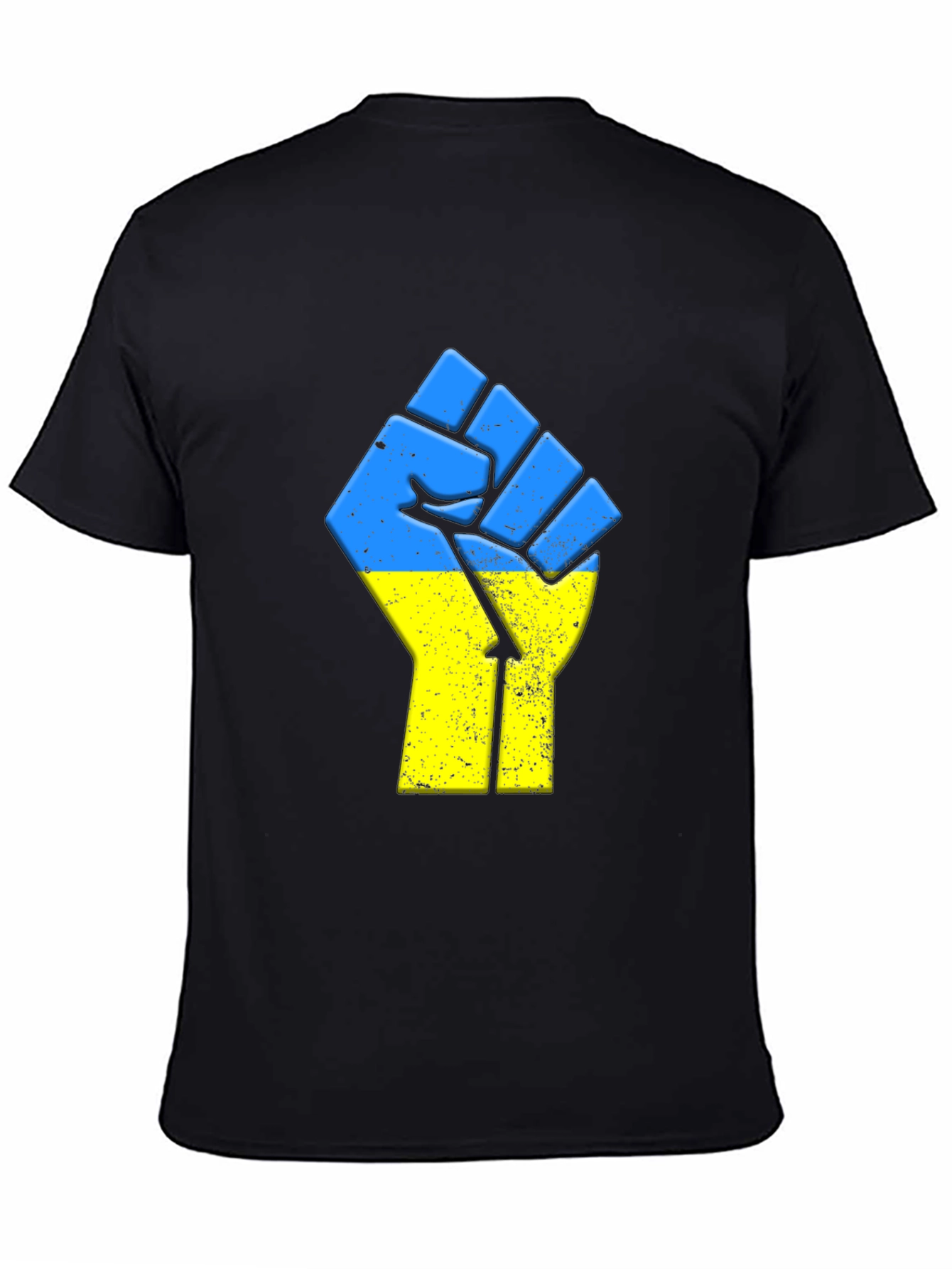 Ukraine Flag Fist Black T-Shirt Support Freedom