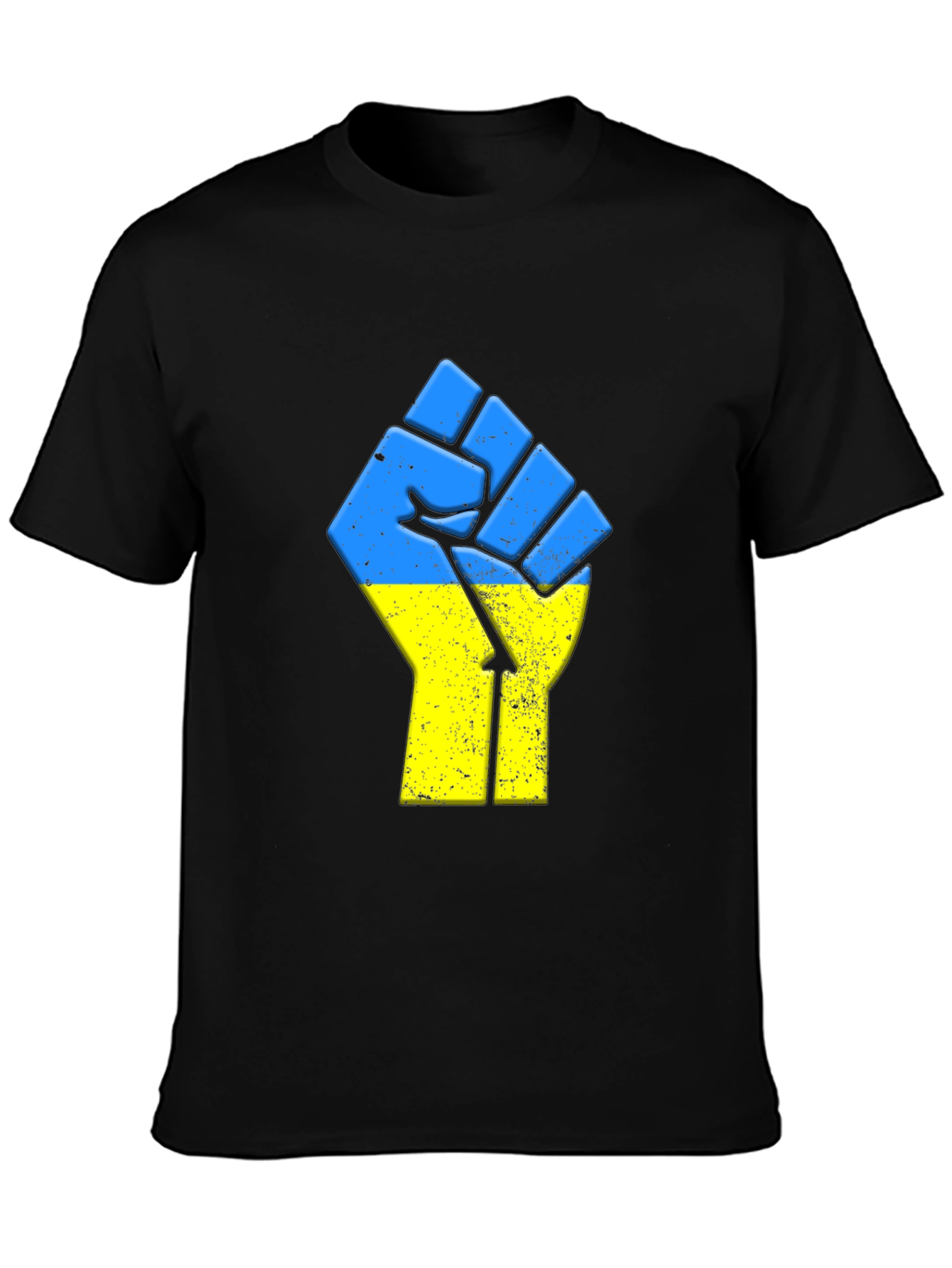 Ukraine Flag Fist Black T-Shirt Support Freedom
