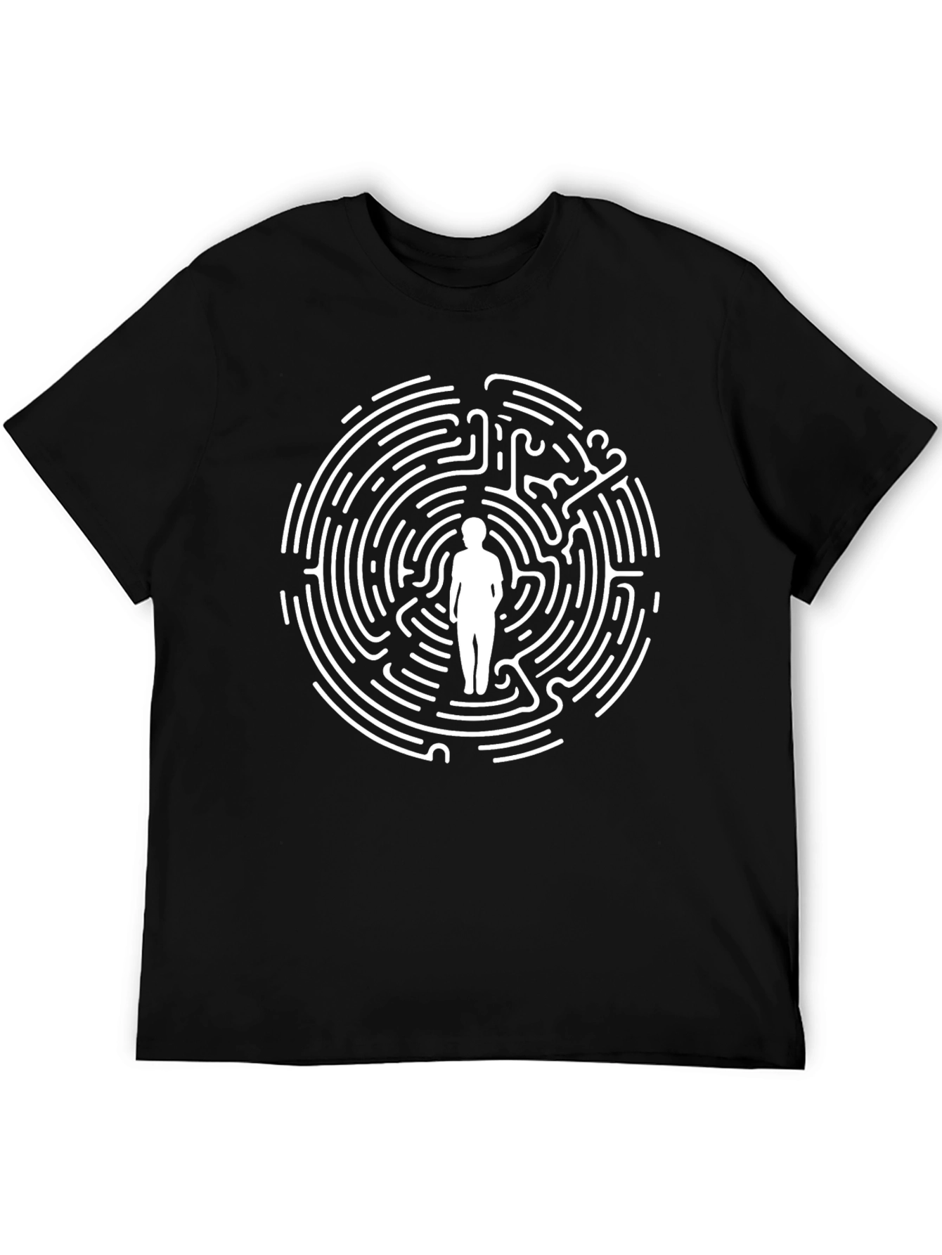 Maze Man Graphic Tee - Black Cotton T-Shirt
