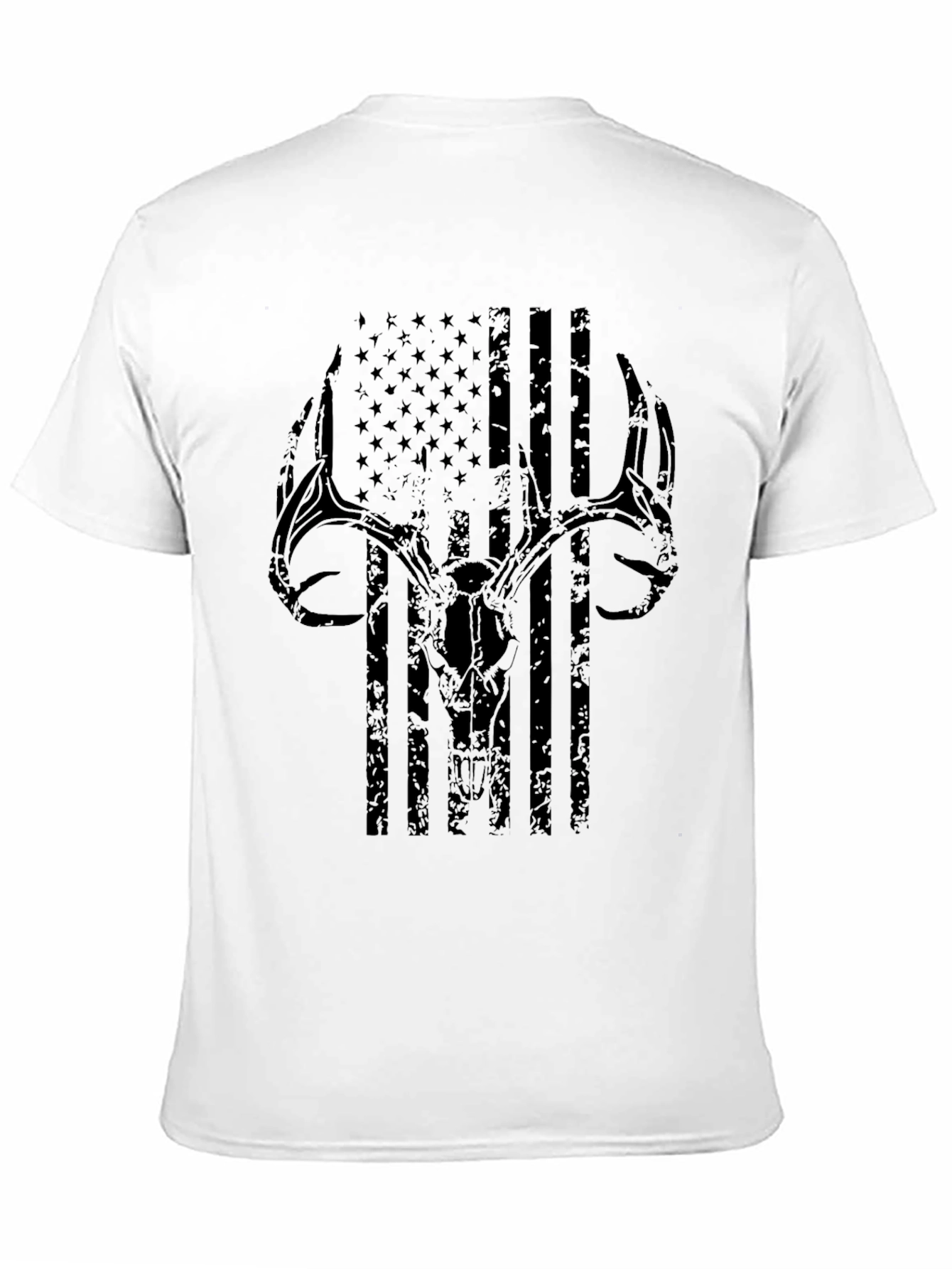Deer Skull USA Flag Graphic T-Shirt