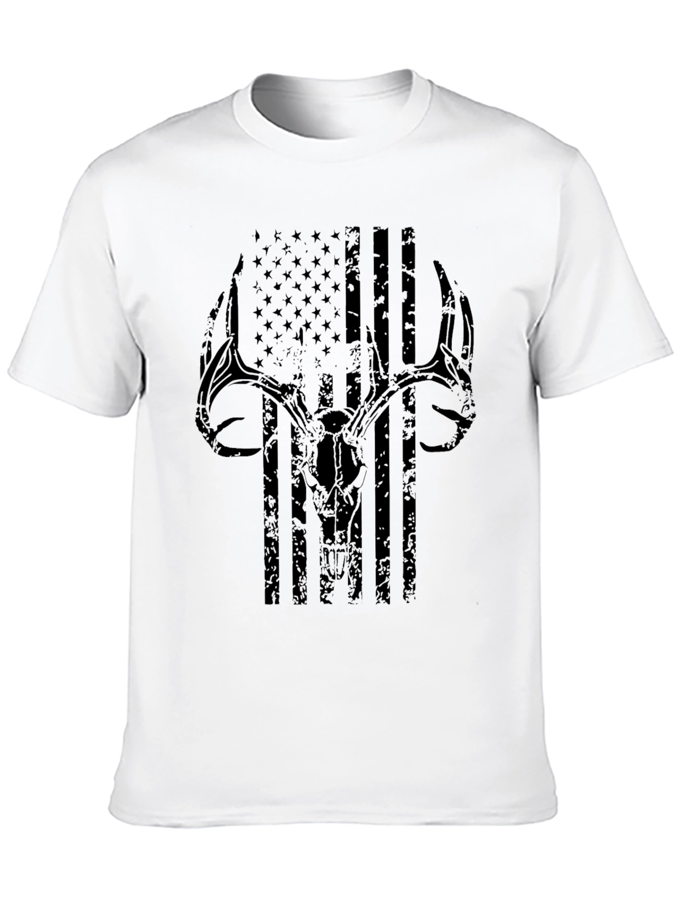 Deer Skull USA Flag Graphic T-Shirt