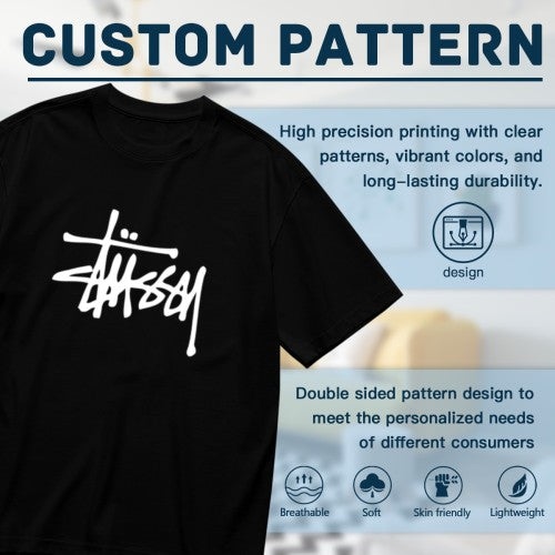 100% Cotton Oversized Stüssy-Inspired Graphic T-Shirt (Black & White)