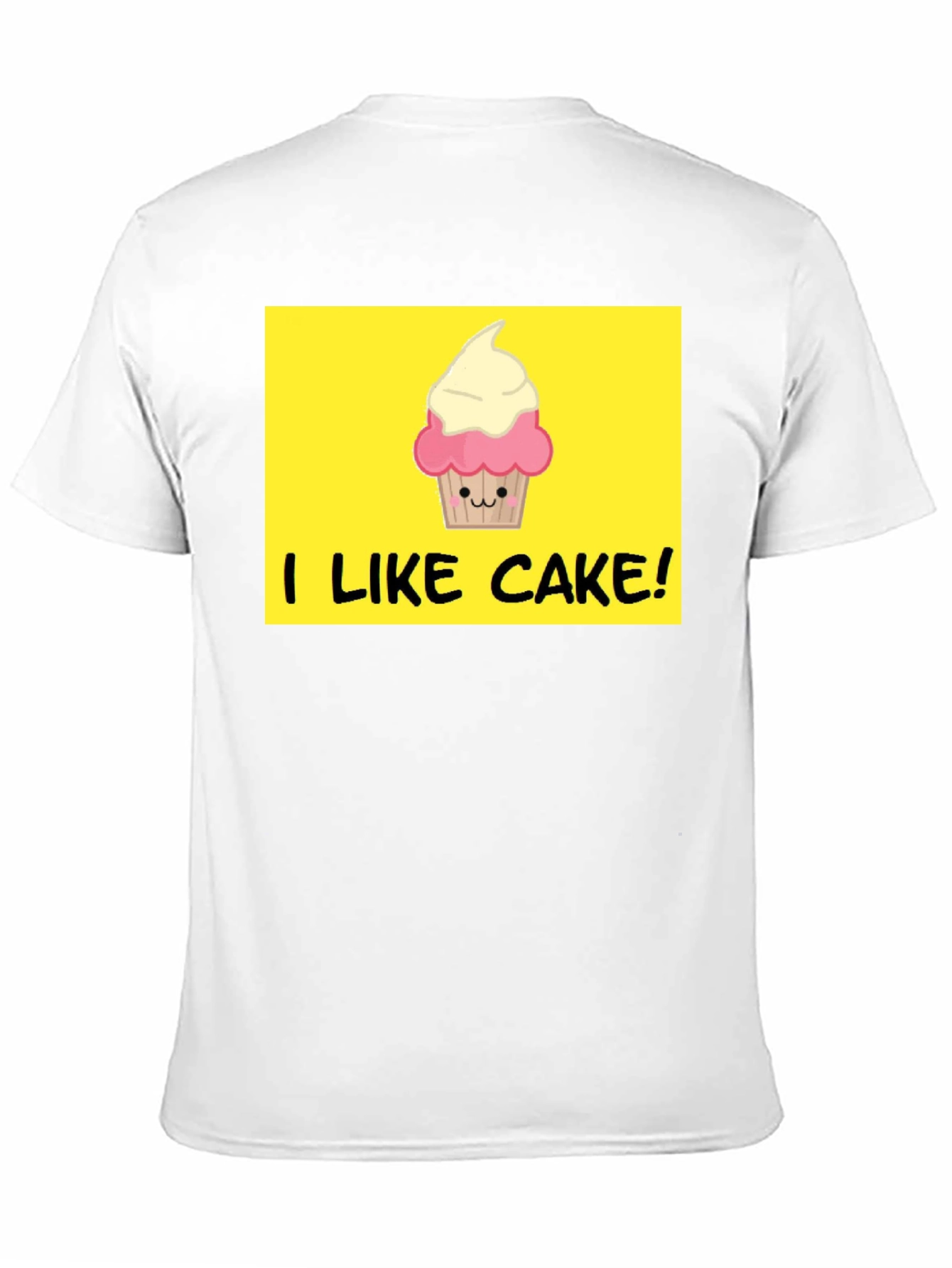 I Like Cake! Black T-Shirt with Cute Cupcake Graphic