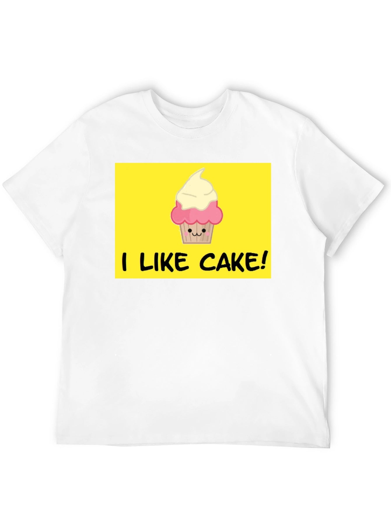 I Like Cake! Black T-Shirt with Cute Cupcake Graphic