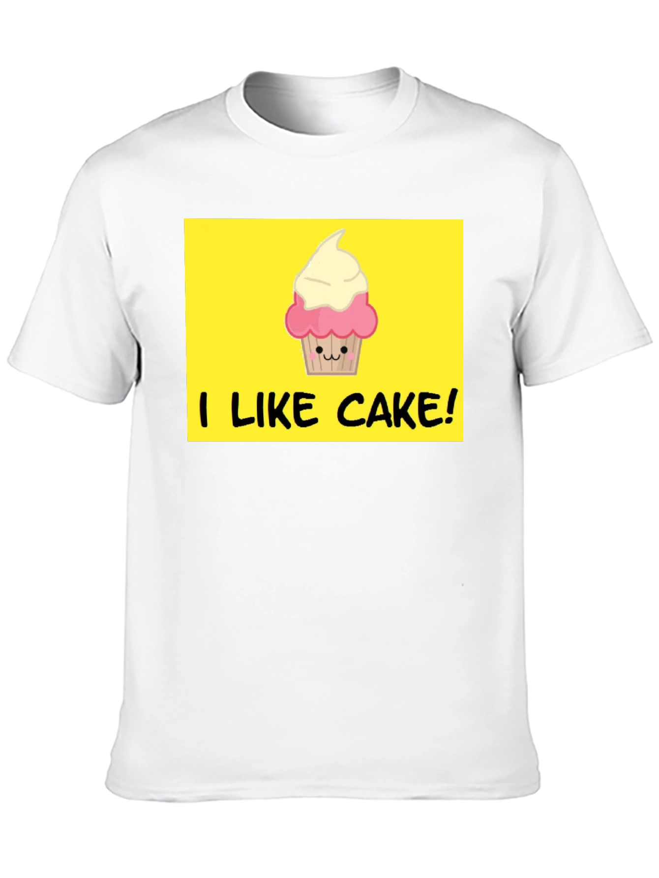 I Like Cake! Black T-Shirt with Cute Cupcake Graphic