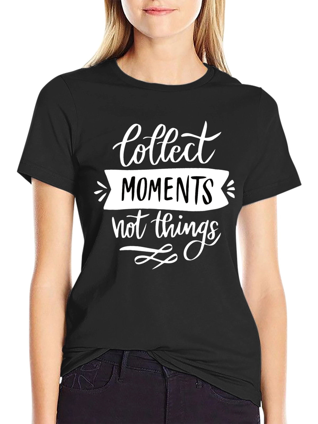 Collect Moments Graphic Tee - Black Cotton Comfort