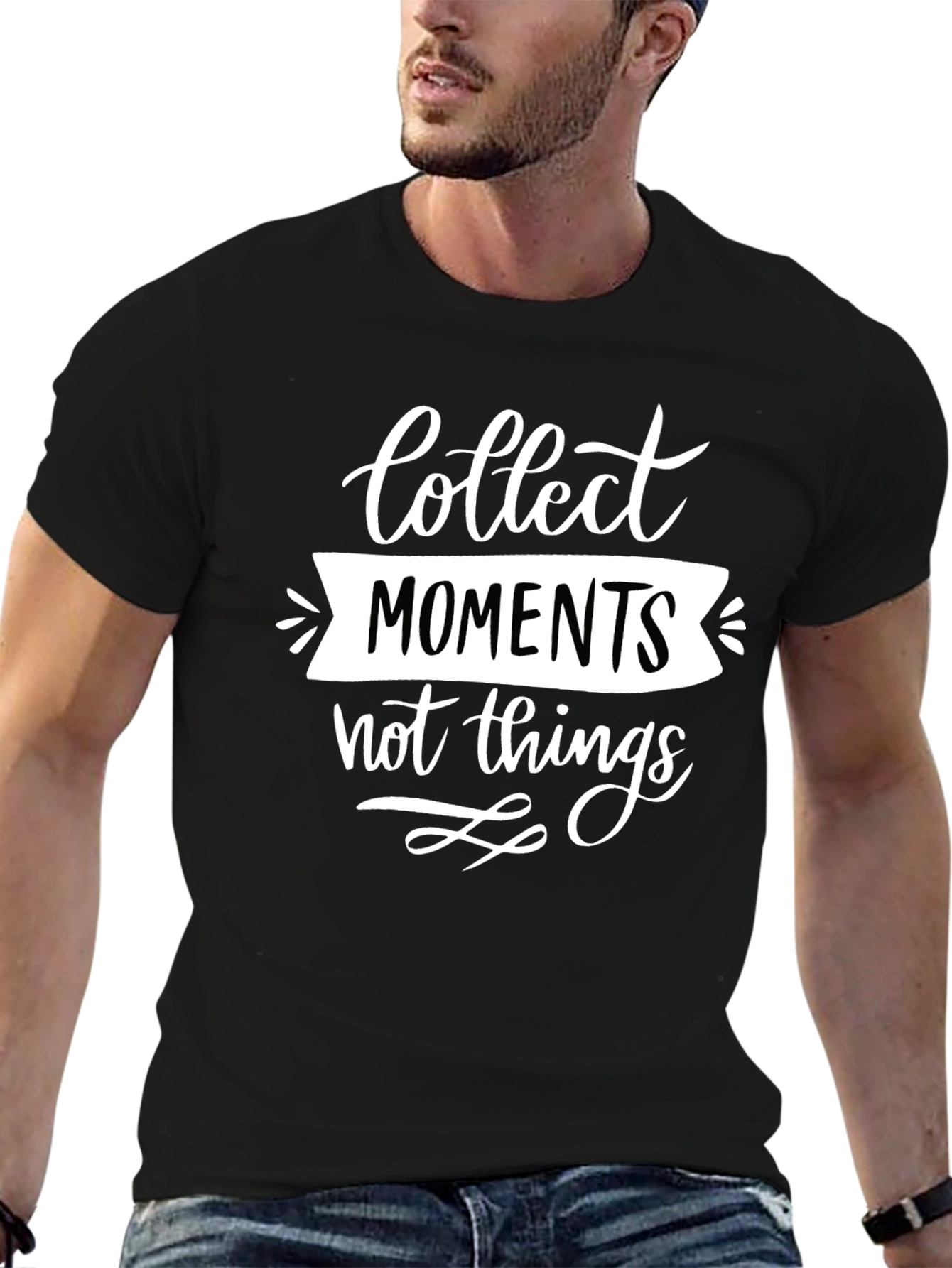 Collect Moments Graphic Tee - Black Cotton Comfort