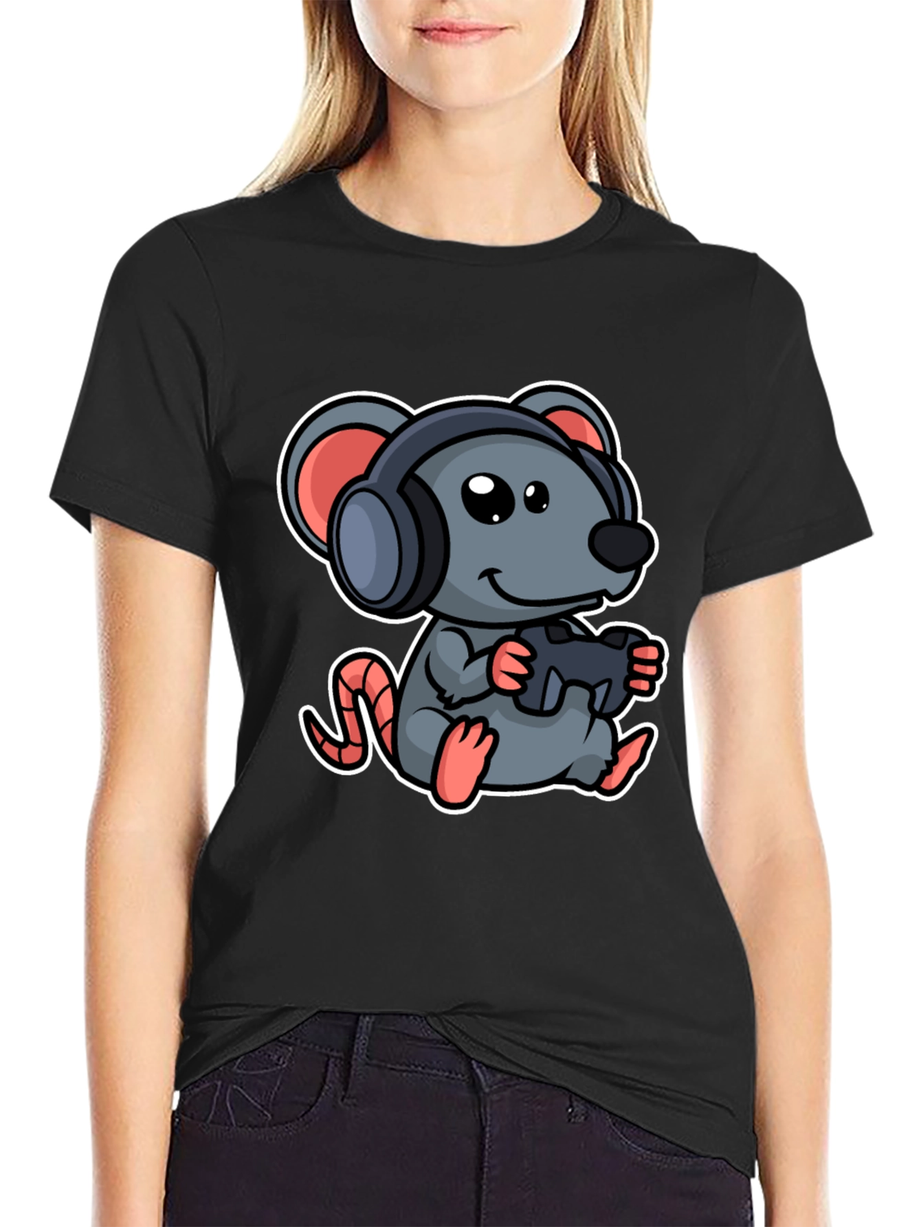 Gamer Mouse Graphic Tee - Playful Cartoon Design