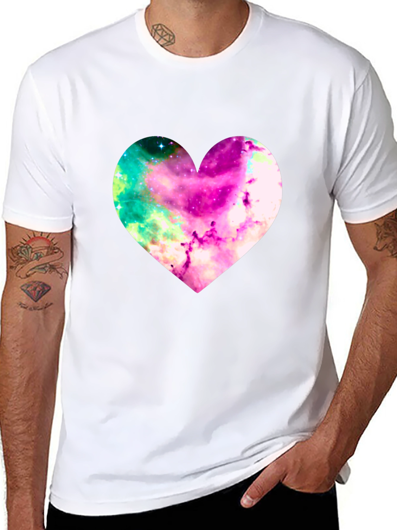 Galaxy Heart Graphic Tee - Stylish Mens T-Shirt