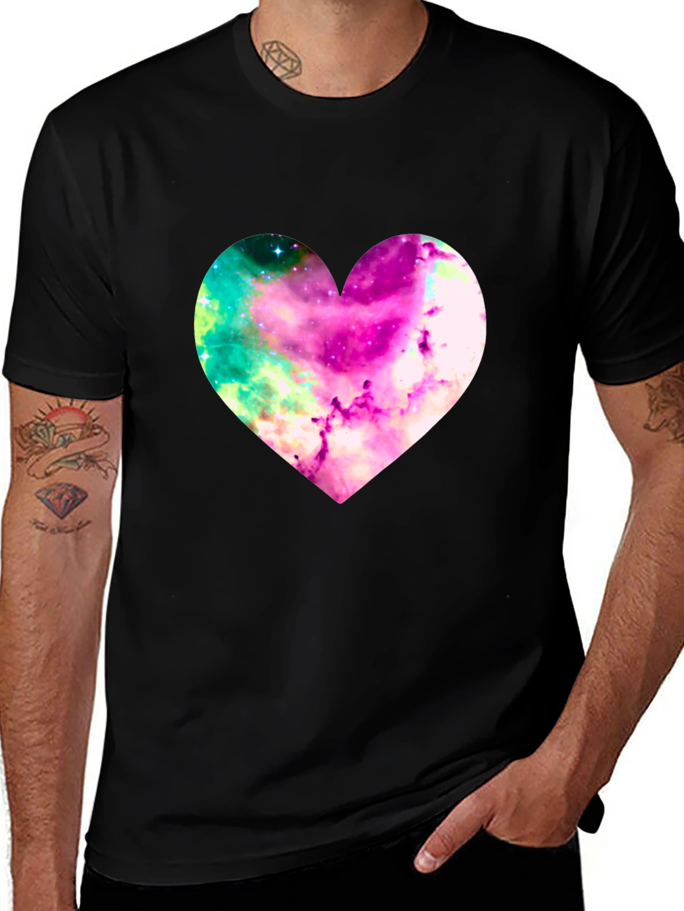Galaxy Heart Graphic Tee - Stylish Mens T-Shirt