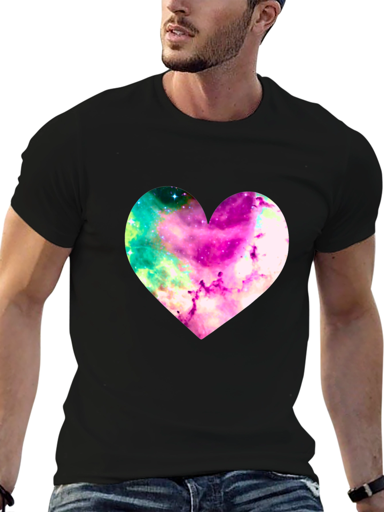 Galaxy Heart Graphic Tee - Stylish Mens T-Shirt