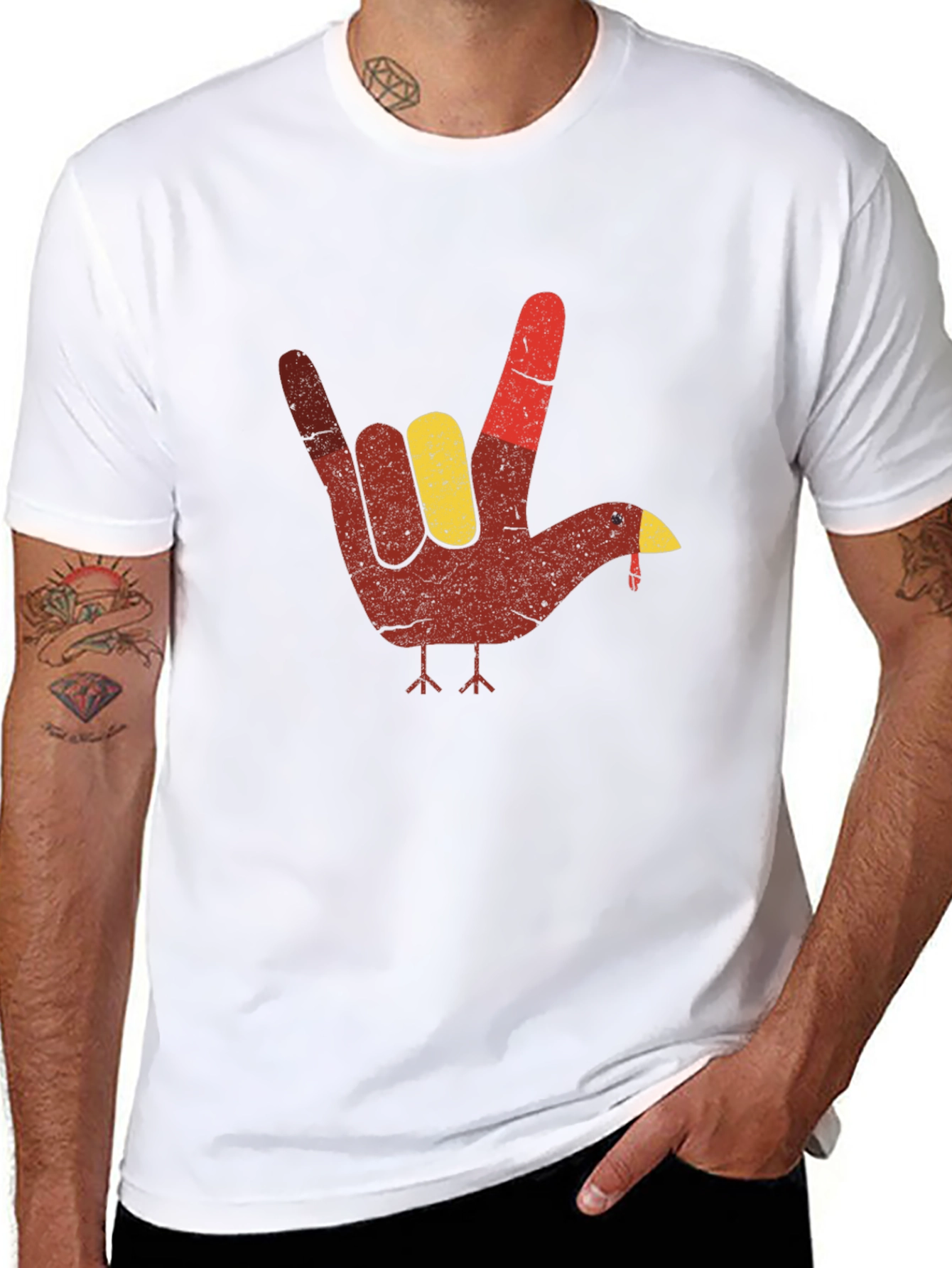 Turkey Hand Sign T-Shirt - Thanksgiving Tee