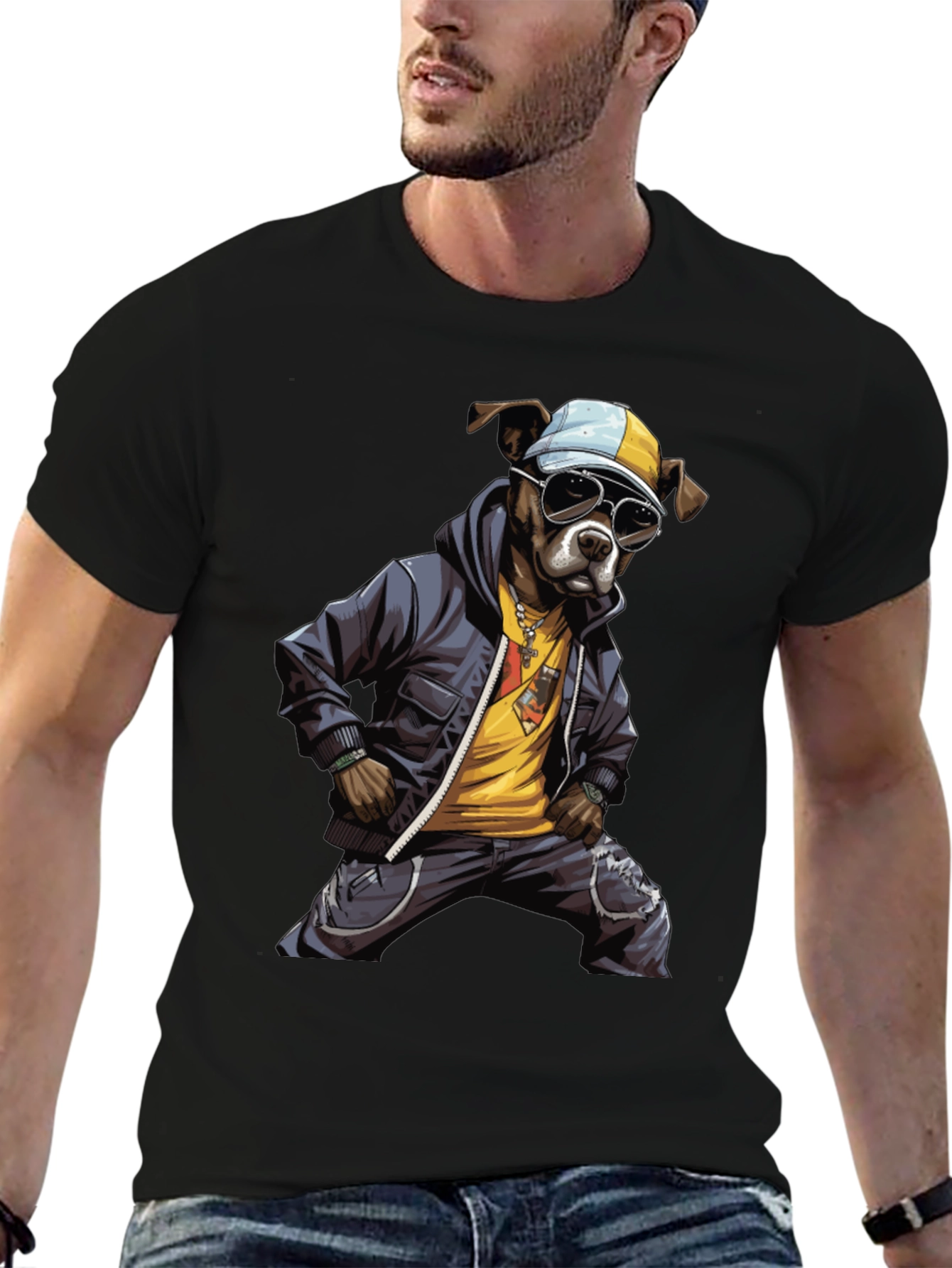Cool Dog Graphic T-Shirt - Street Style Design