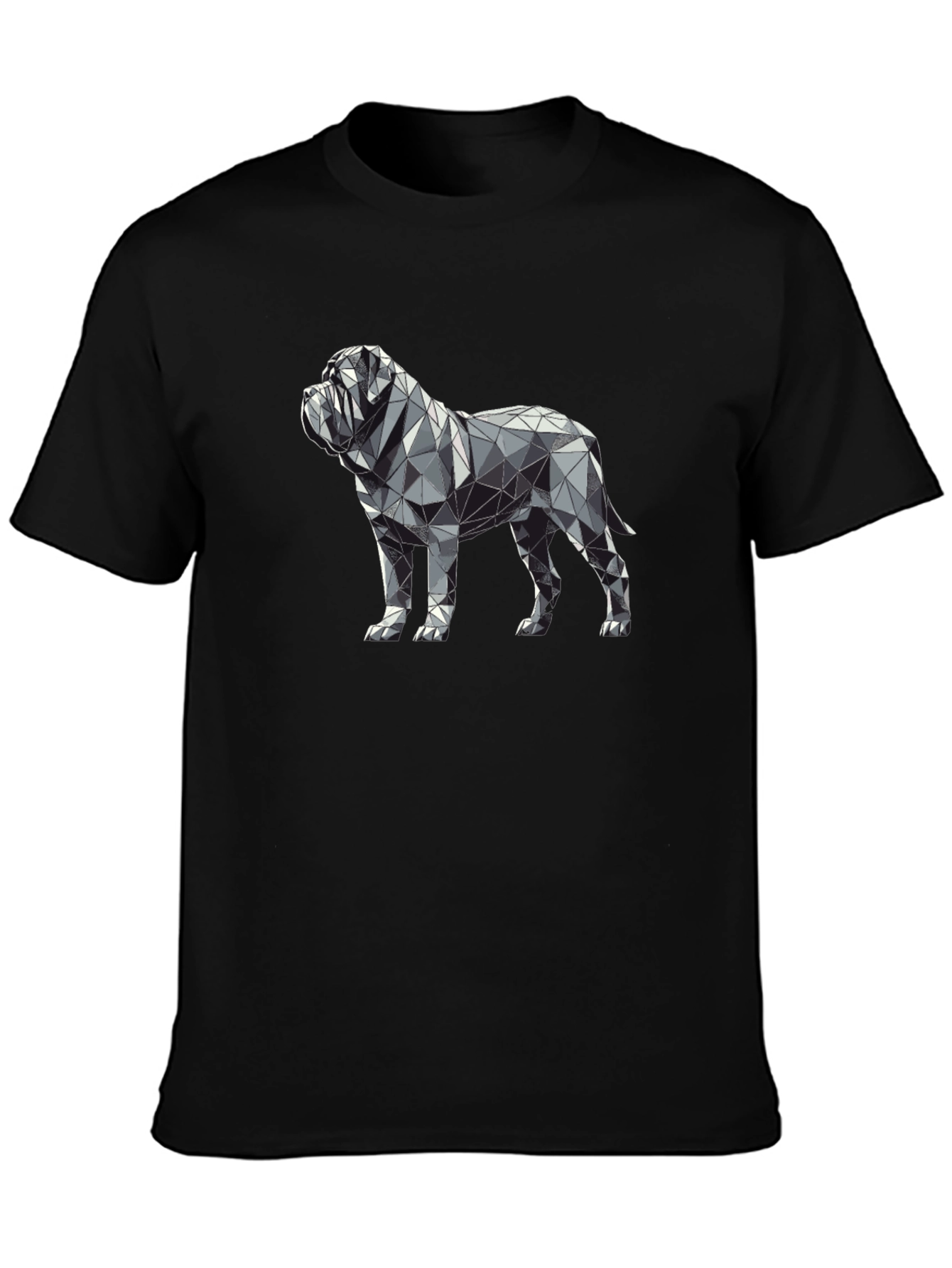 Geometric Dog Print Black T-Shirt