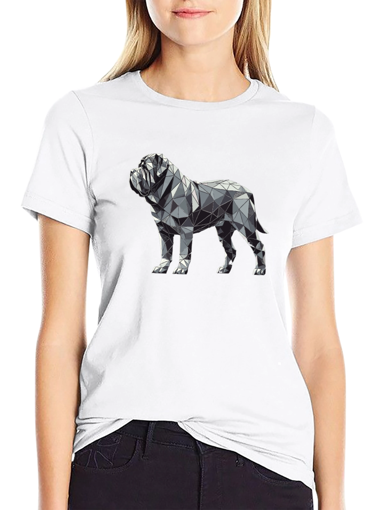 Geometric Dog Print Black T-Shirt