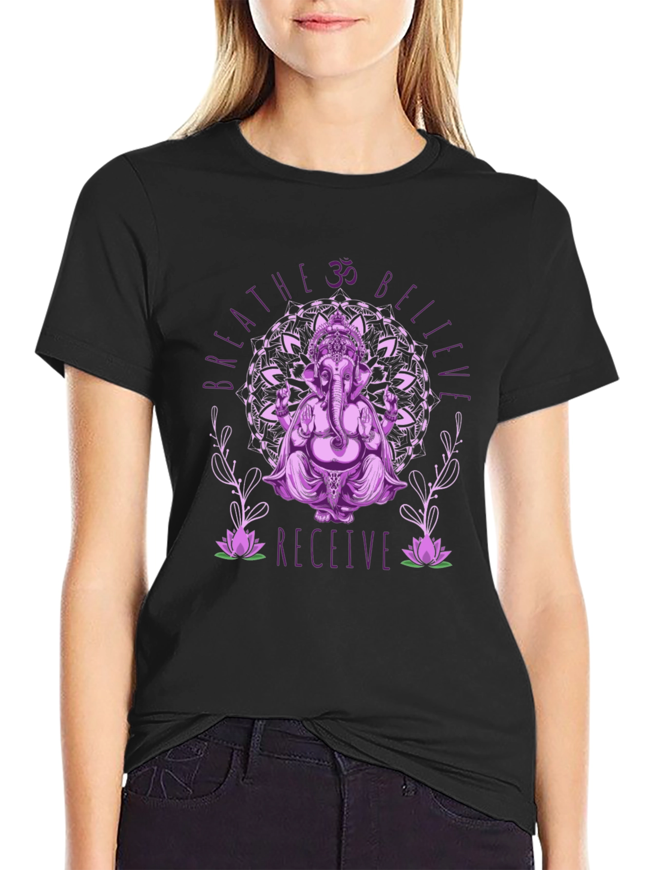Ganesha Mandala Graphic Tee - Breathe Believe Receive