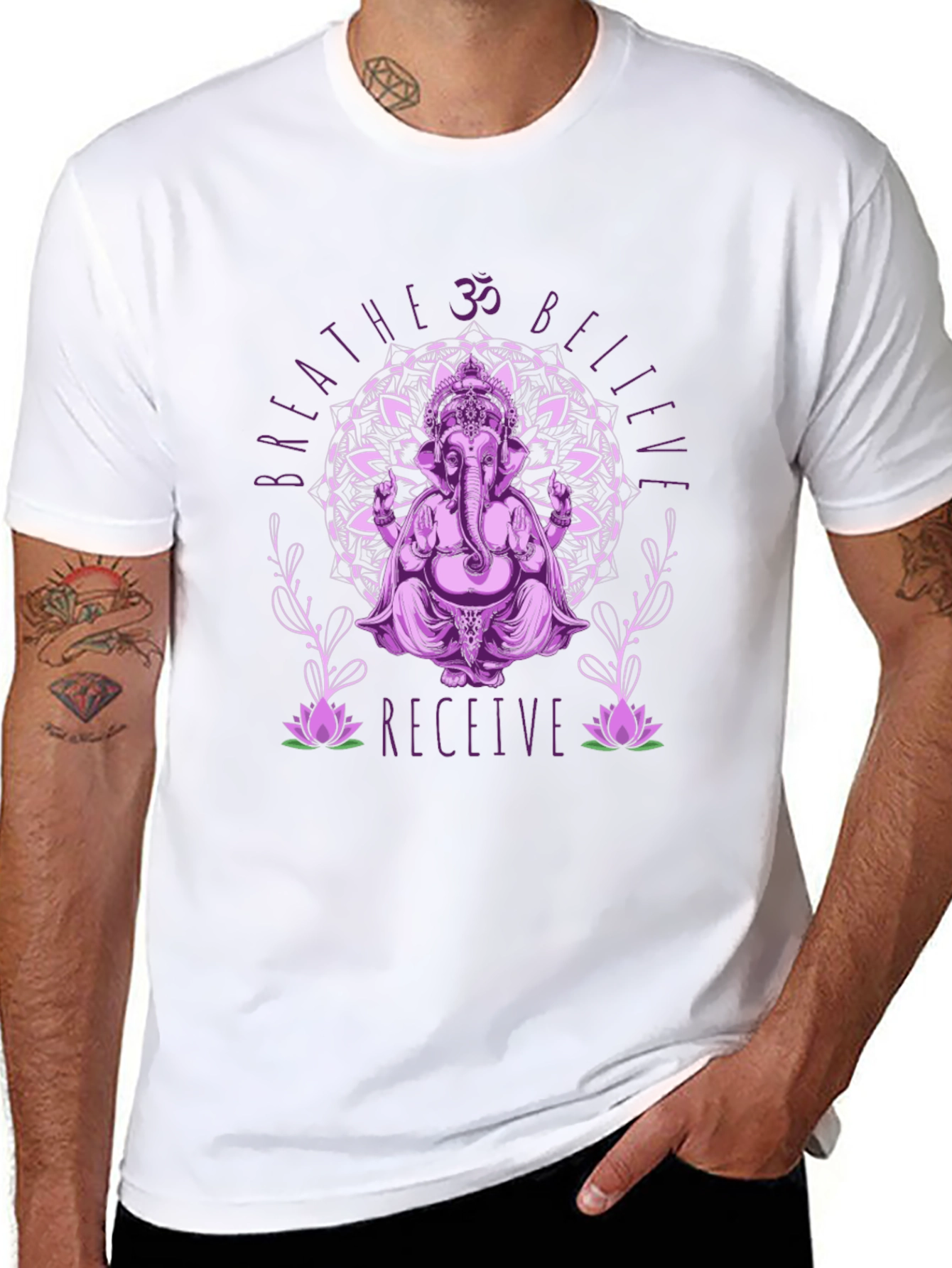 Ganesha Mandala Graphic Tee - Breathe Believe Receive
